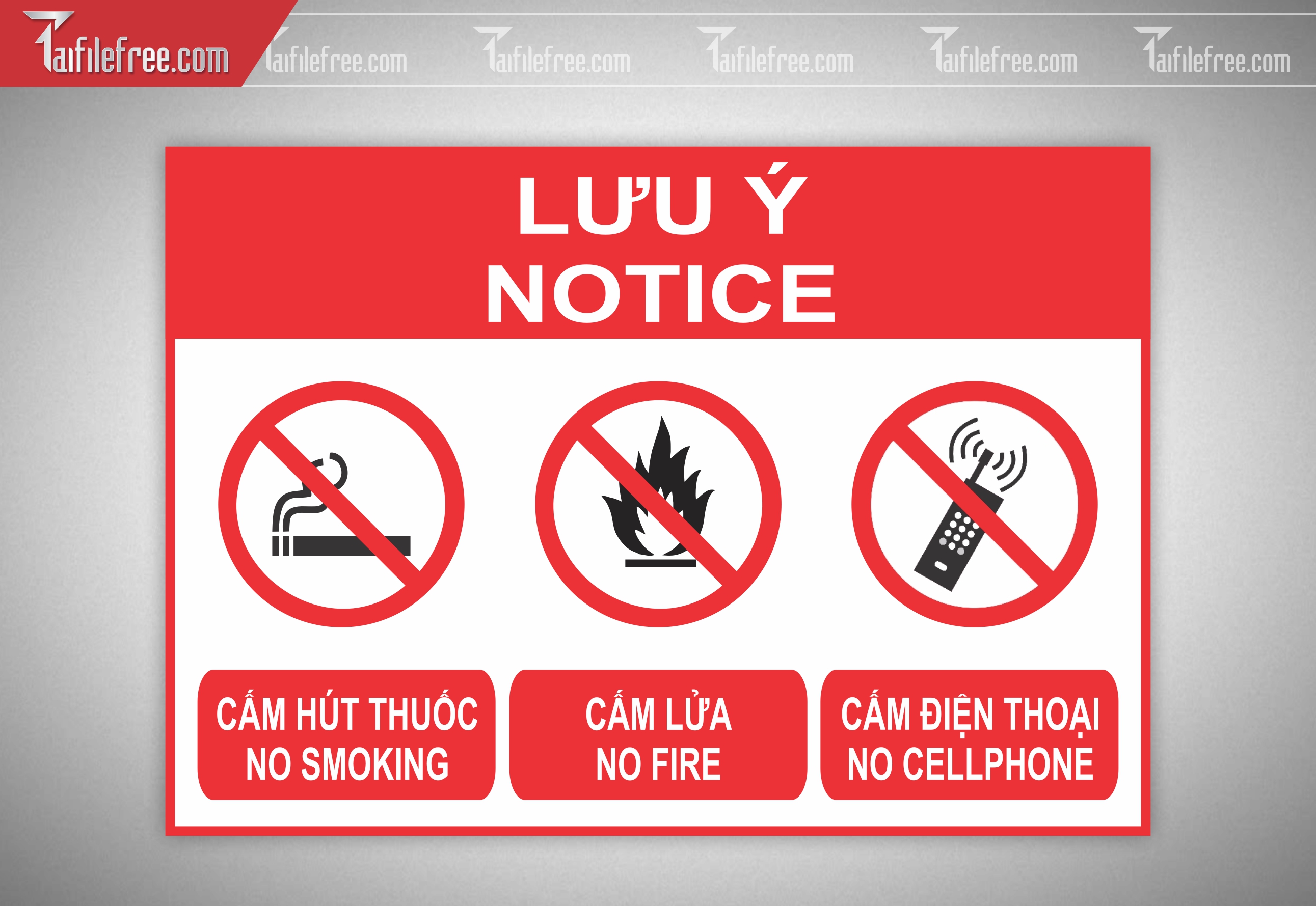 Mẫu Biển Báo Công Ty, Cấm Hút Thuốc, cấm Lửa BB43