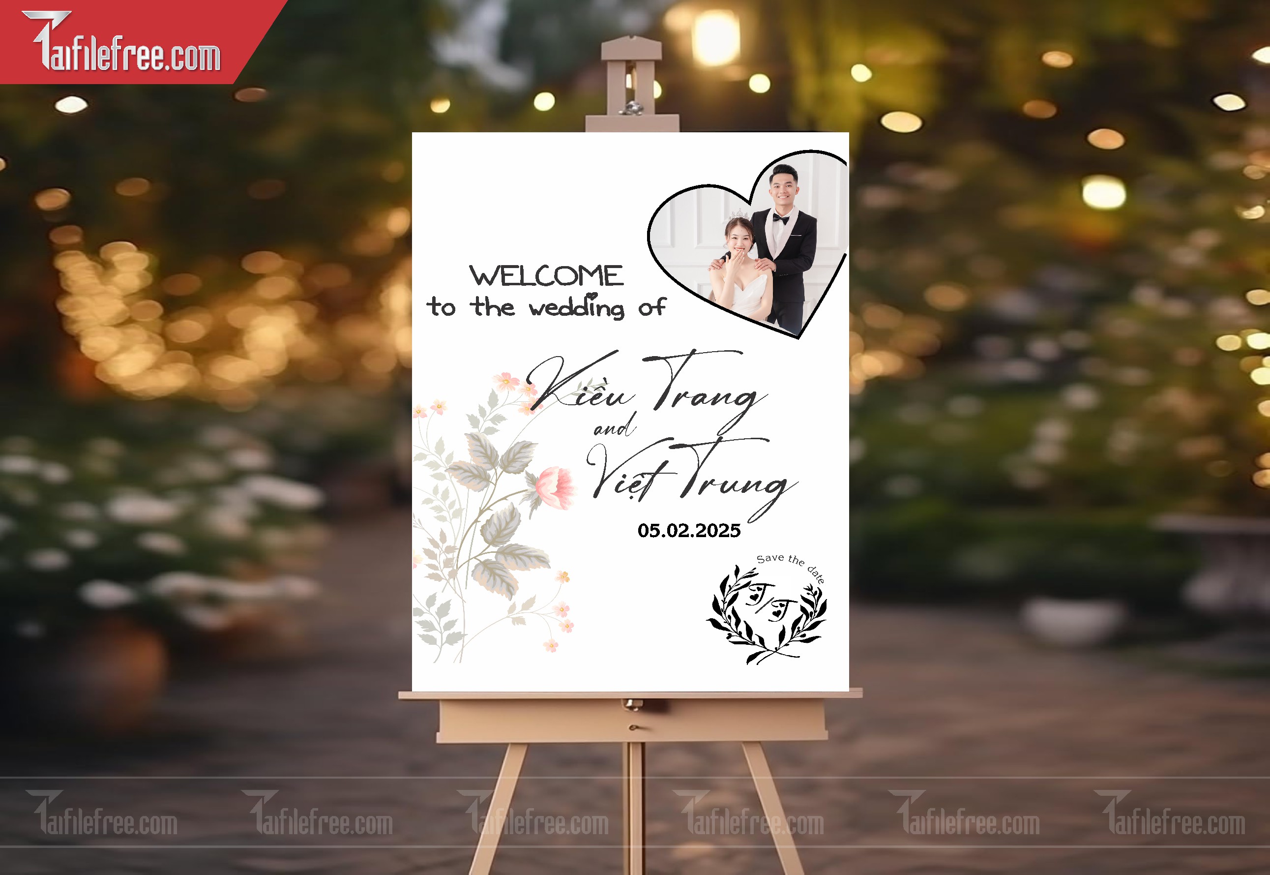 File Thiết Kế Bảng Welcome Tiệc Cưới BC08