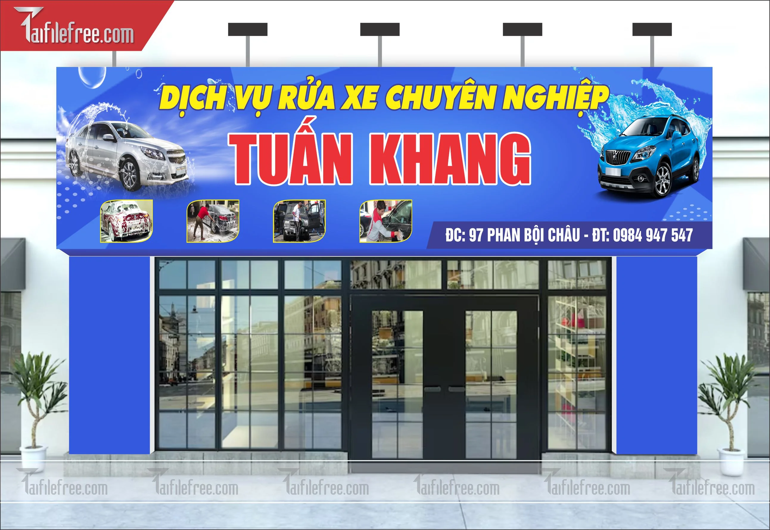 Biển bảng quảng cáo dịch vụ rửa xe chuyên nghiệp_BH01