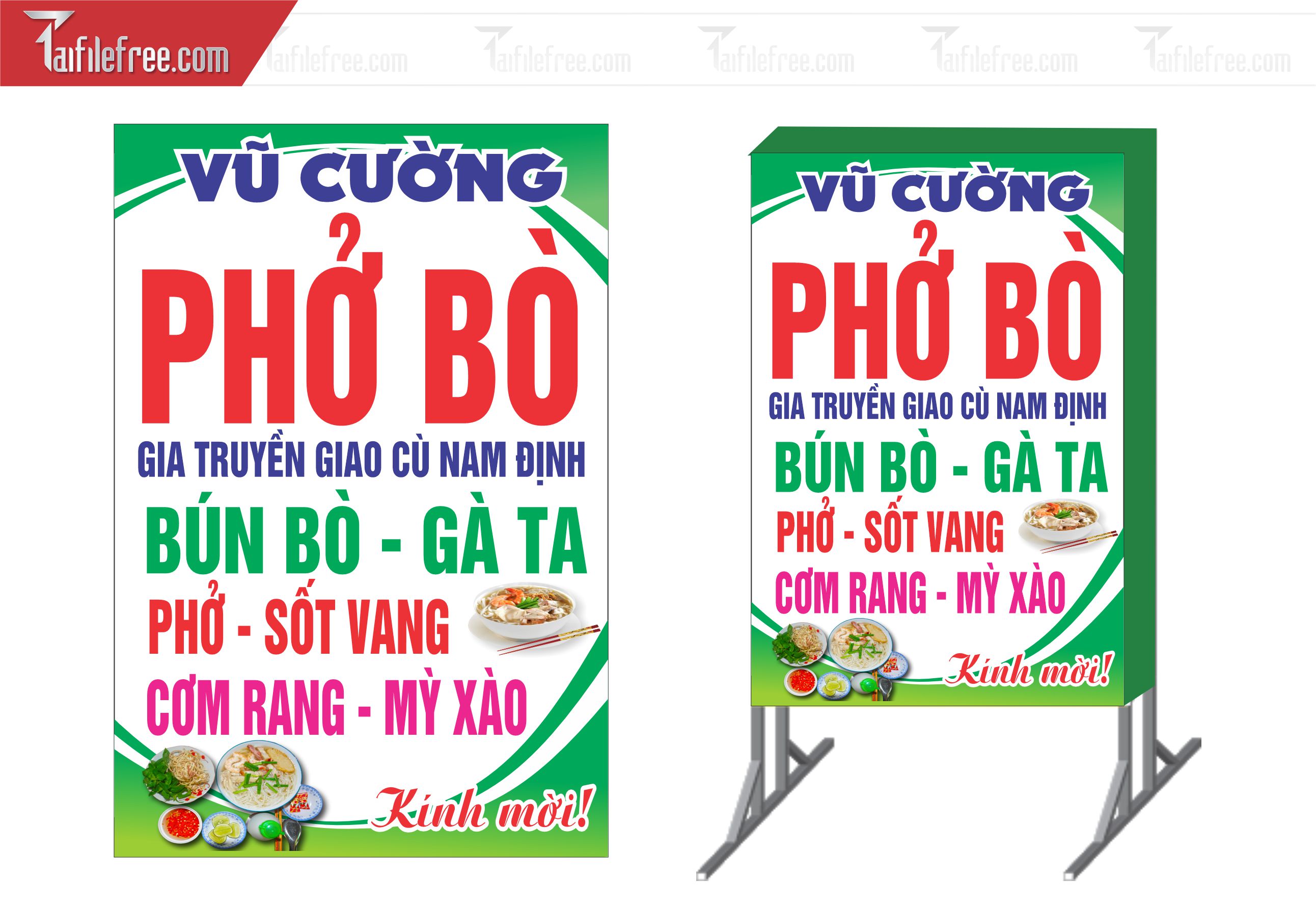 Biển Hiệu, Bảng Vẫy Hộp Đèn Quán Phở Bò_BH195