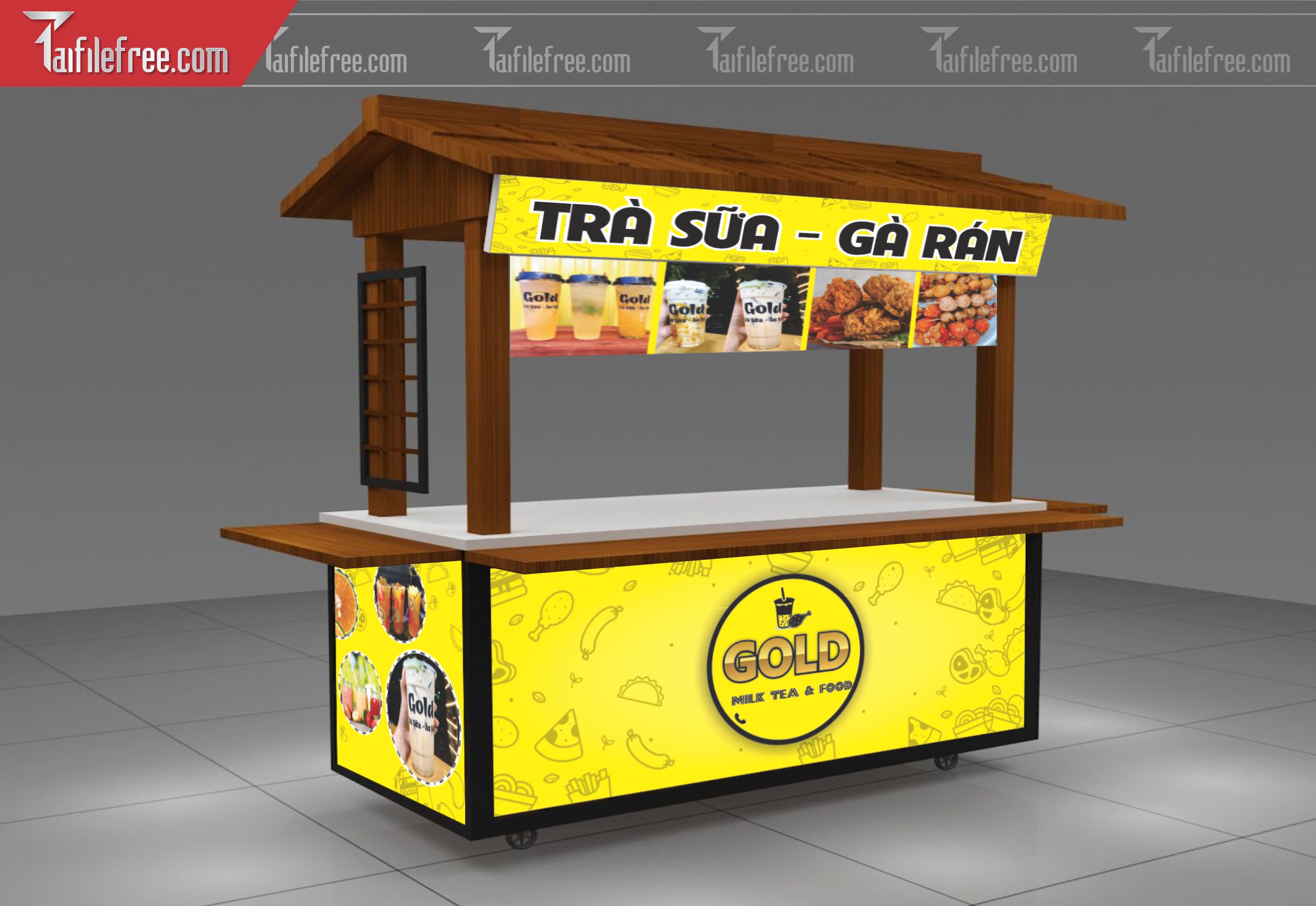 Mẫu Dcan Dán Xe Bán Hàng, Xe Trà Sữa Gà Rán Đẹp_BH203