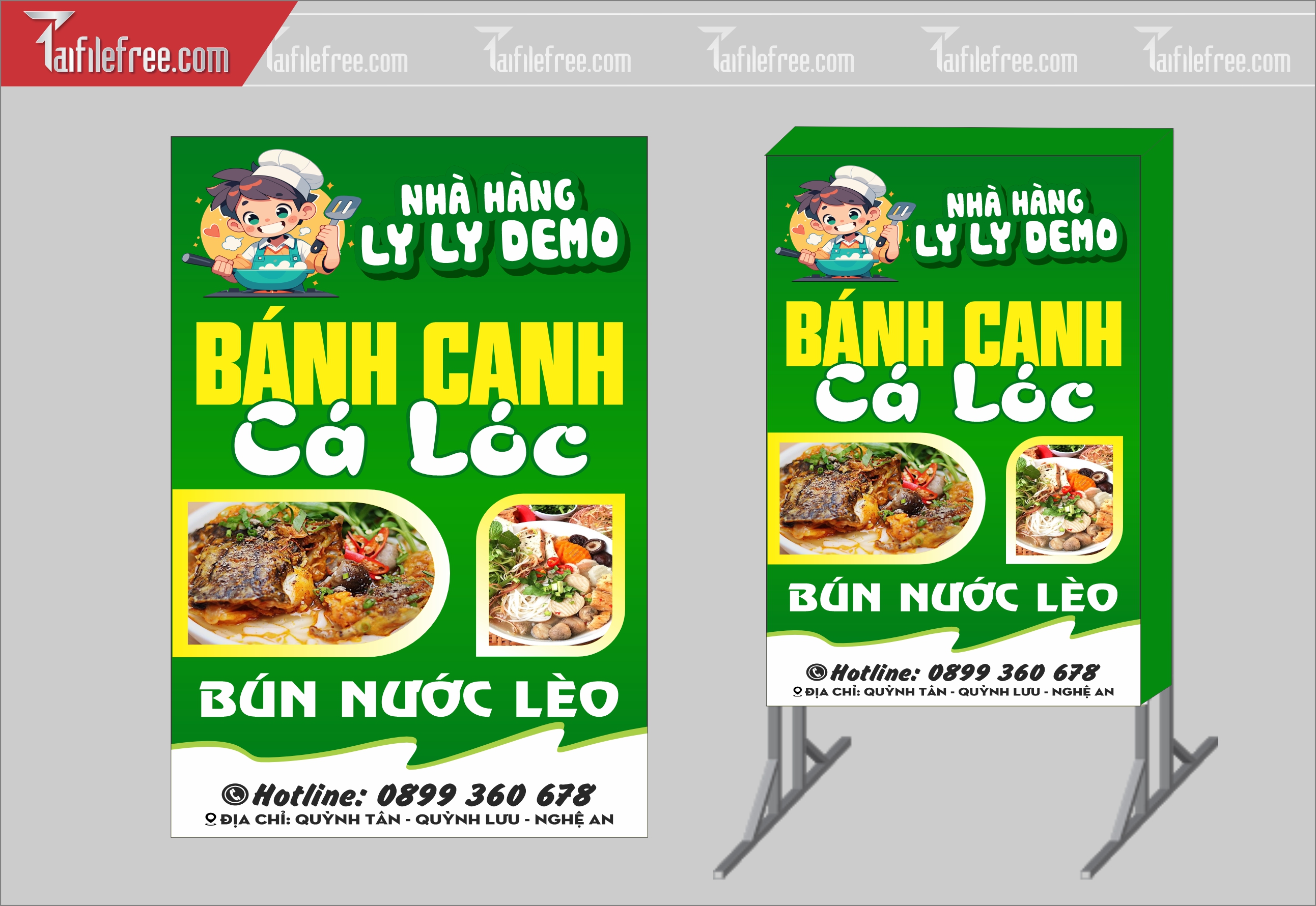 Biển Hiệu, Bảng Vẫy Hộp Đèn Phụ Bánh Canh Cá Lóc_BH274
