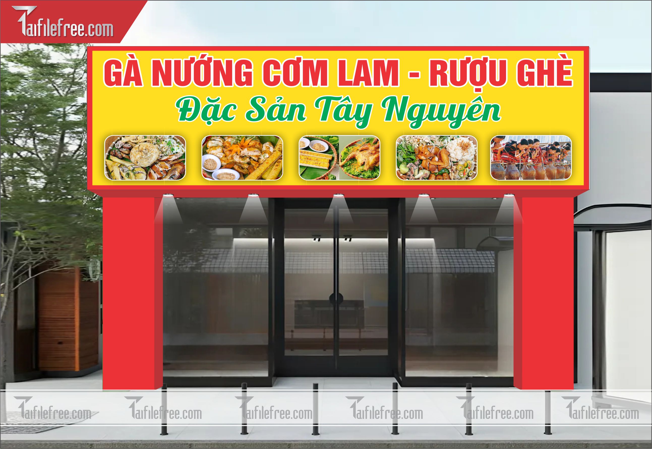 Biển Quảng Cáo, Bảng Hiệu Quán Cơm, Gà Nướng Cơm Lam_BH329