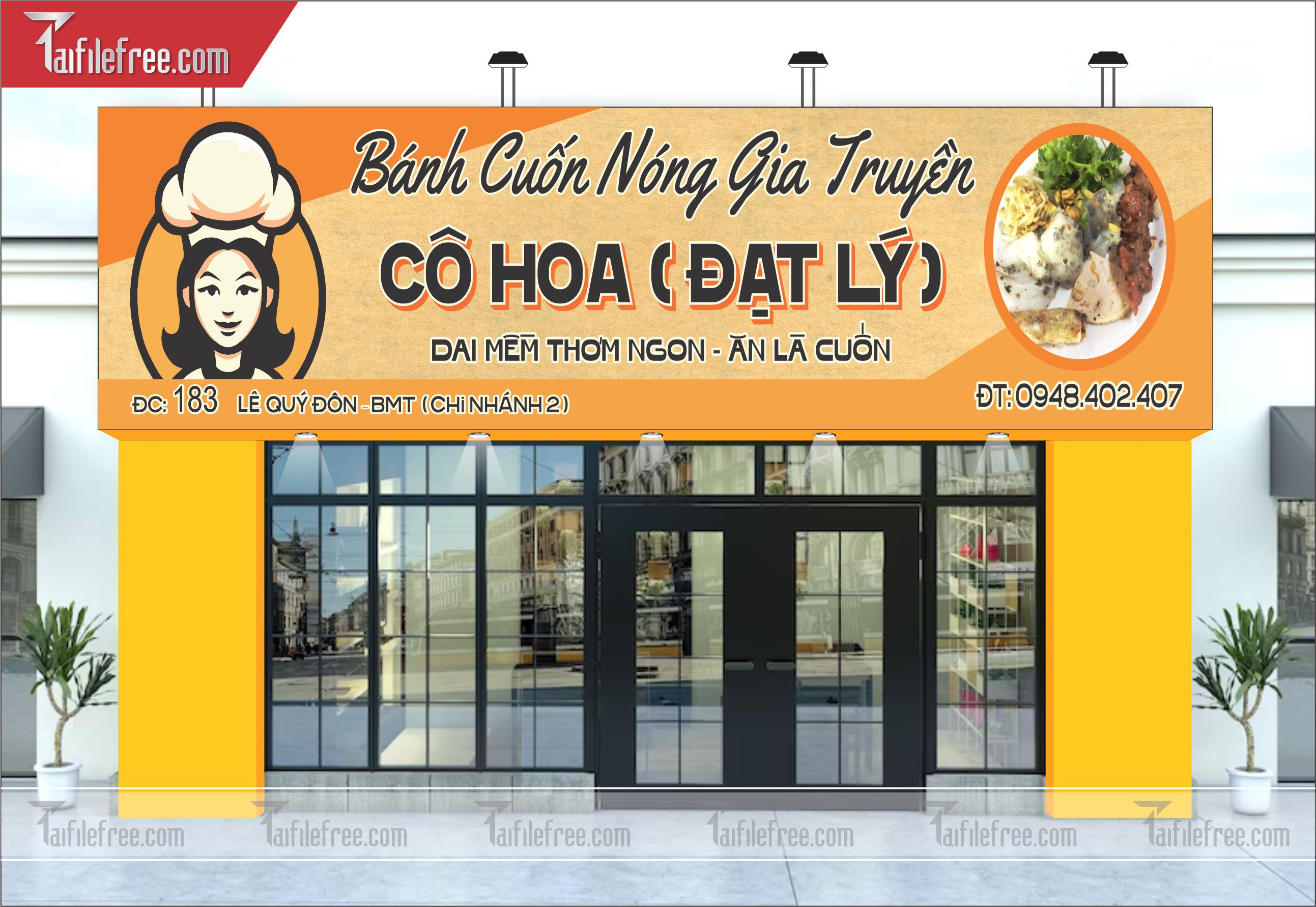 Biển Hiệu, Bảng Quảng Cáo Cửa Hàng, Bánh Cuốn Nóng, Food, Ẩm Thực_BH60
