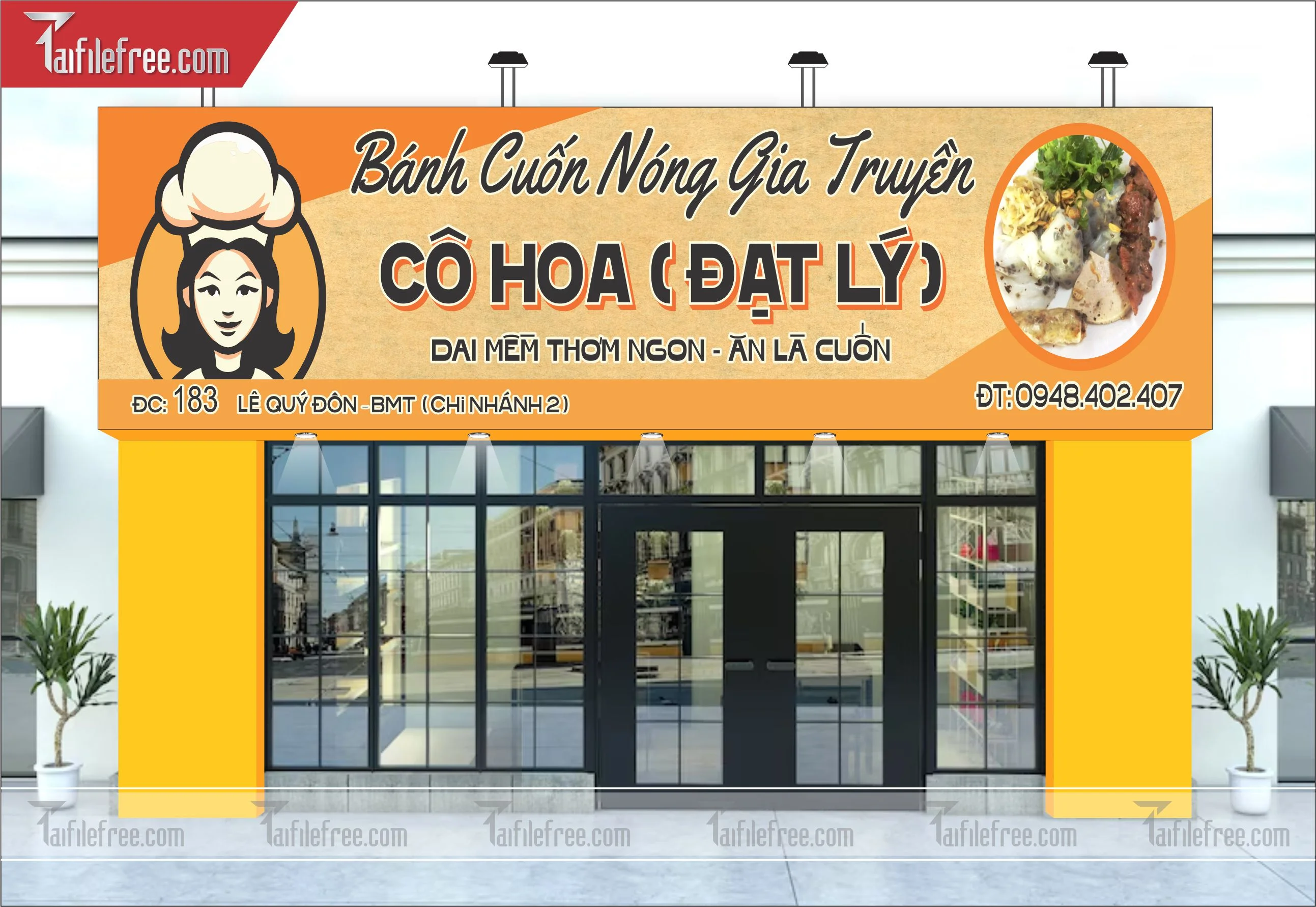 Biển Hiệu, Bảng Quảng Cáo Cửa Hàng, Bánh Cuốn Nóng, Food, Ẩm Thực_BH60