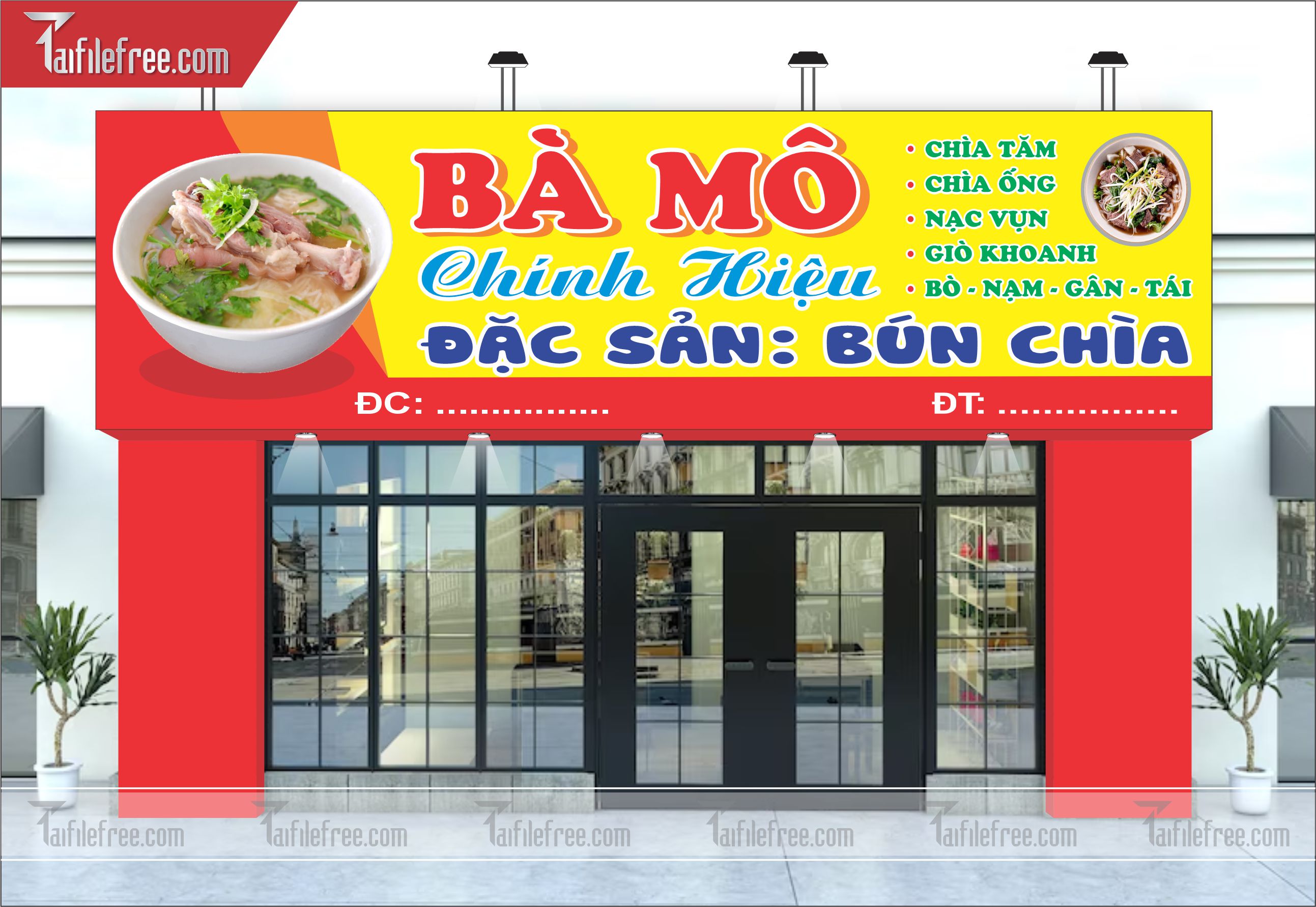 Biển Hiệu, Bảng Quảng Cáo Cửa Hàng, Quán Bún, Food, Quán Ăn_BH61