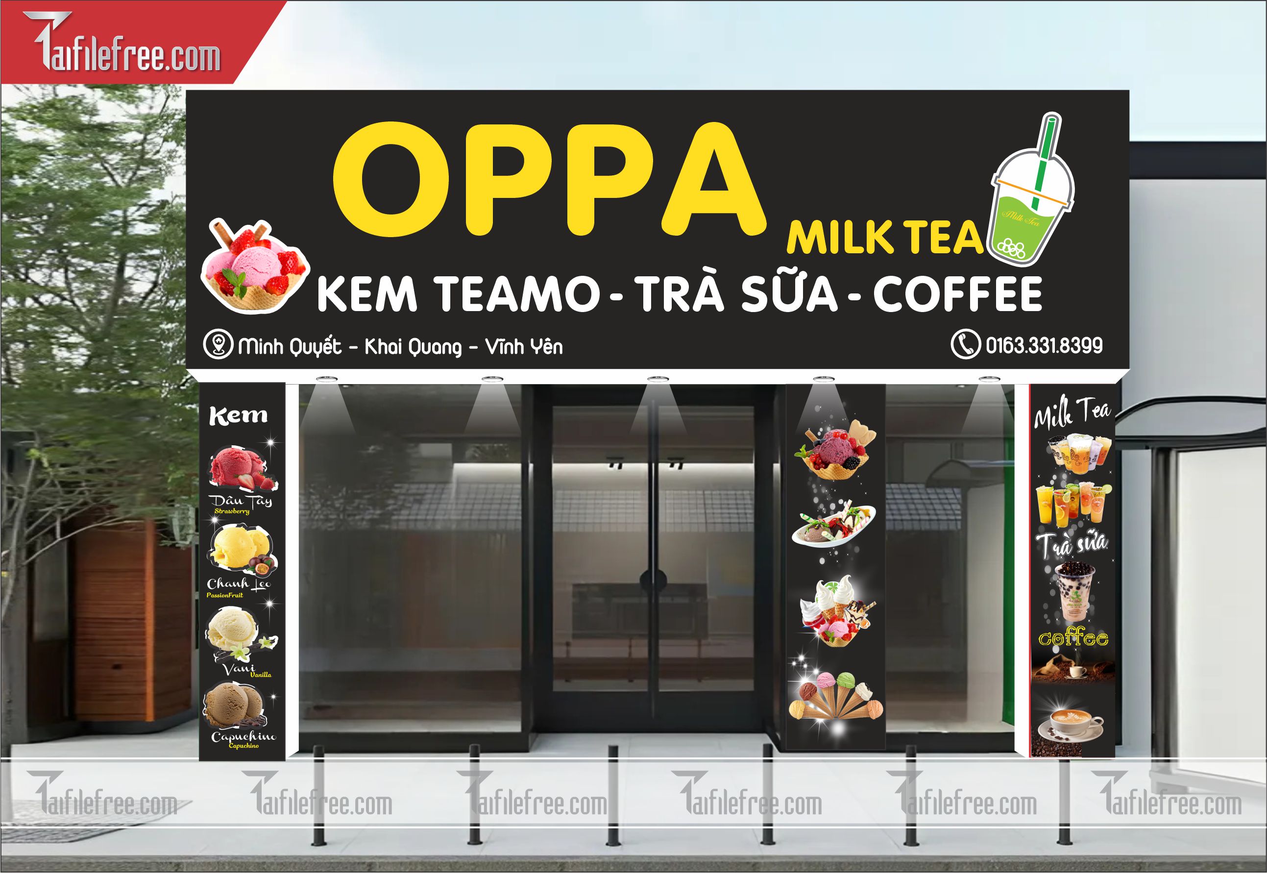 Biển Hiệu, Bảng Quảng Cáo Cửa Hàng Milk Tea_BH96