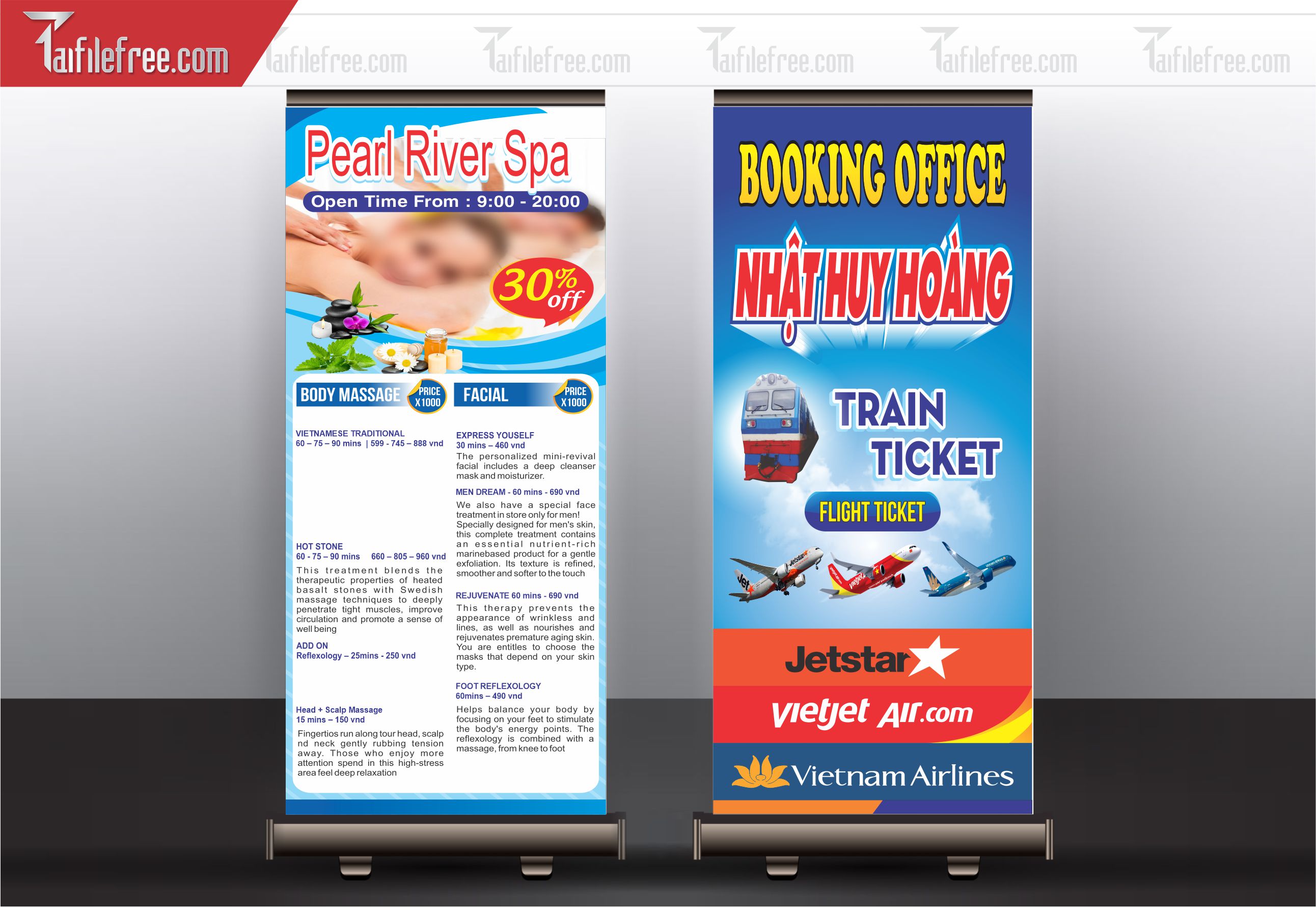 File Thiết Kế Standee Spa, Standee Đại Lý Vé Máy Bay_BR41