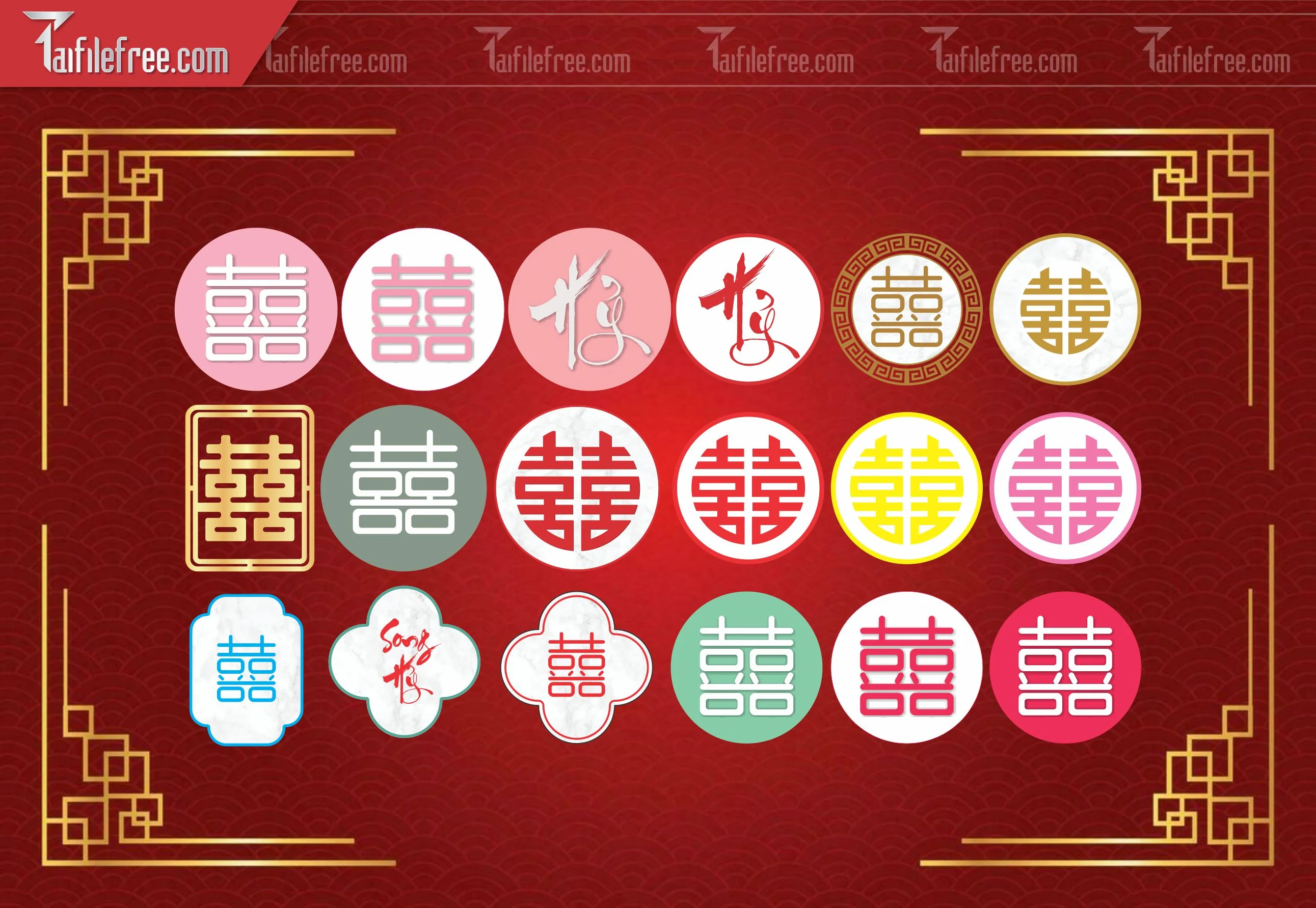 Mẫu File Vector CNC Cưới, Chữ Hỷ Đẹp_CNC 101