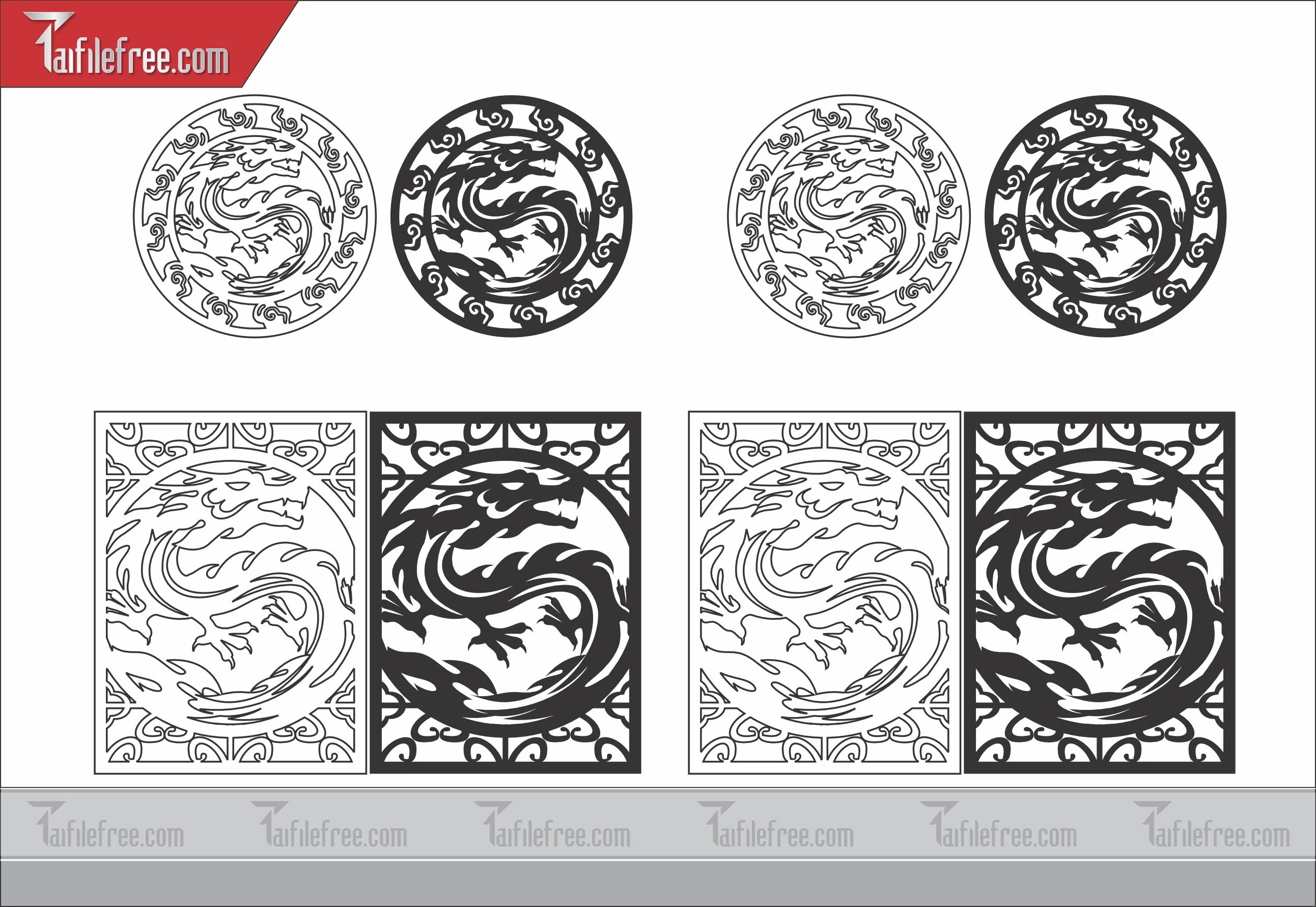 Mẫu File Vector Hoa Văn Cắt CNC Đẹp, Rồng_CNC16