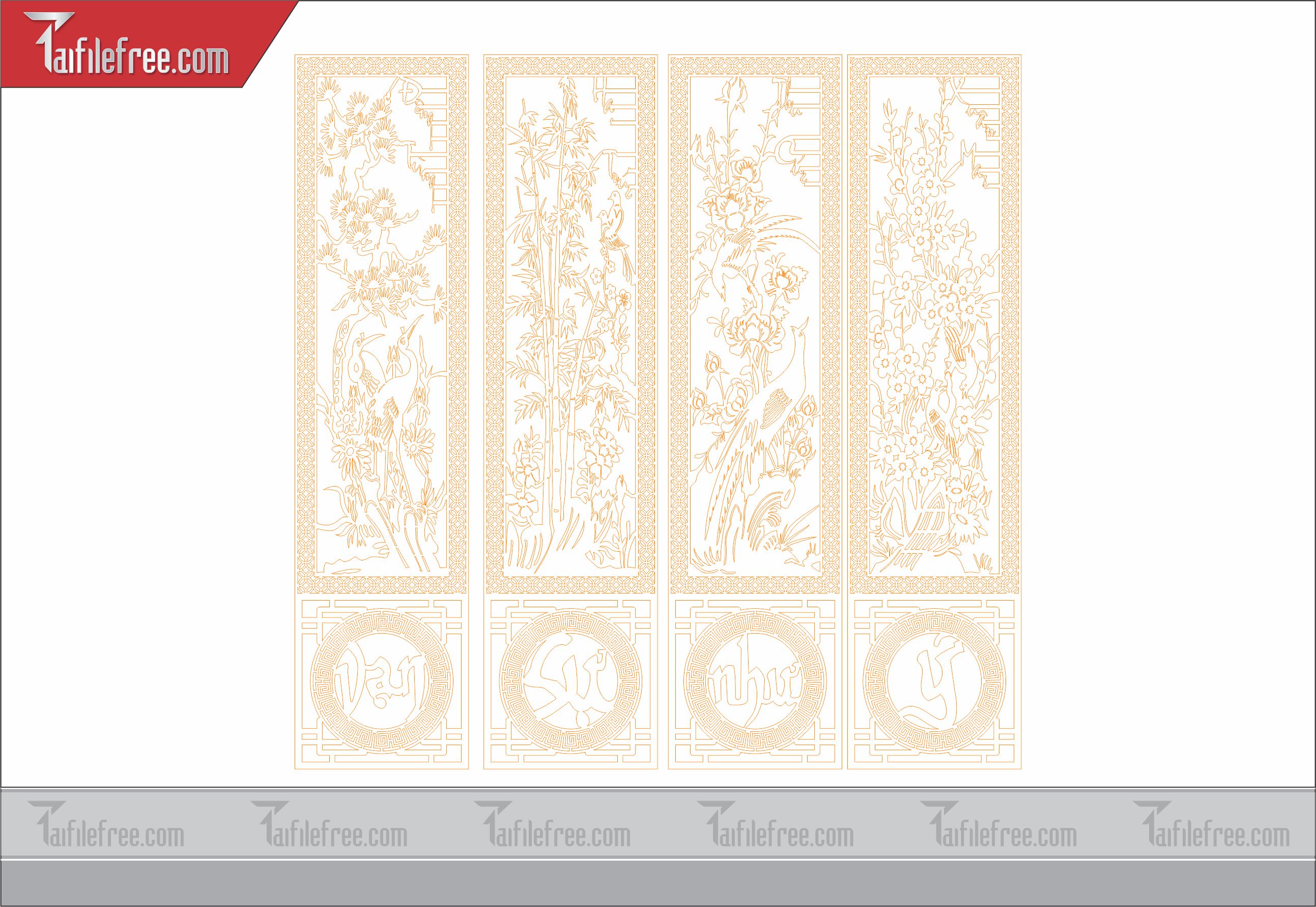 Mẫu File Vector Hoa Văn Cắt CNC Đẹp, Vách Ngăn_CNC60