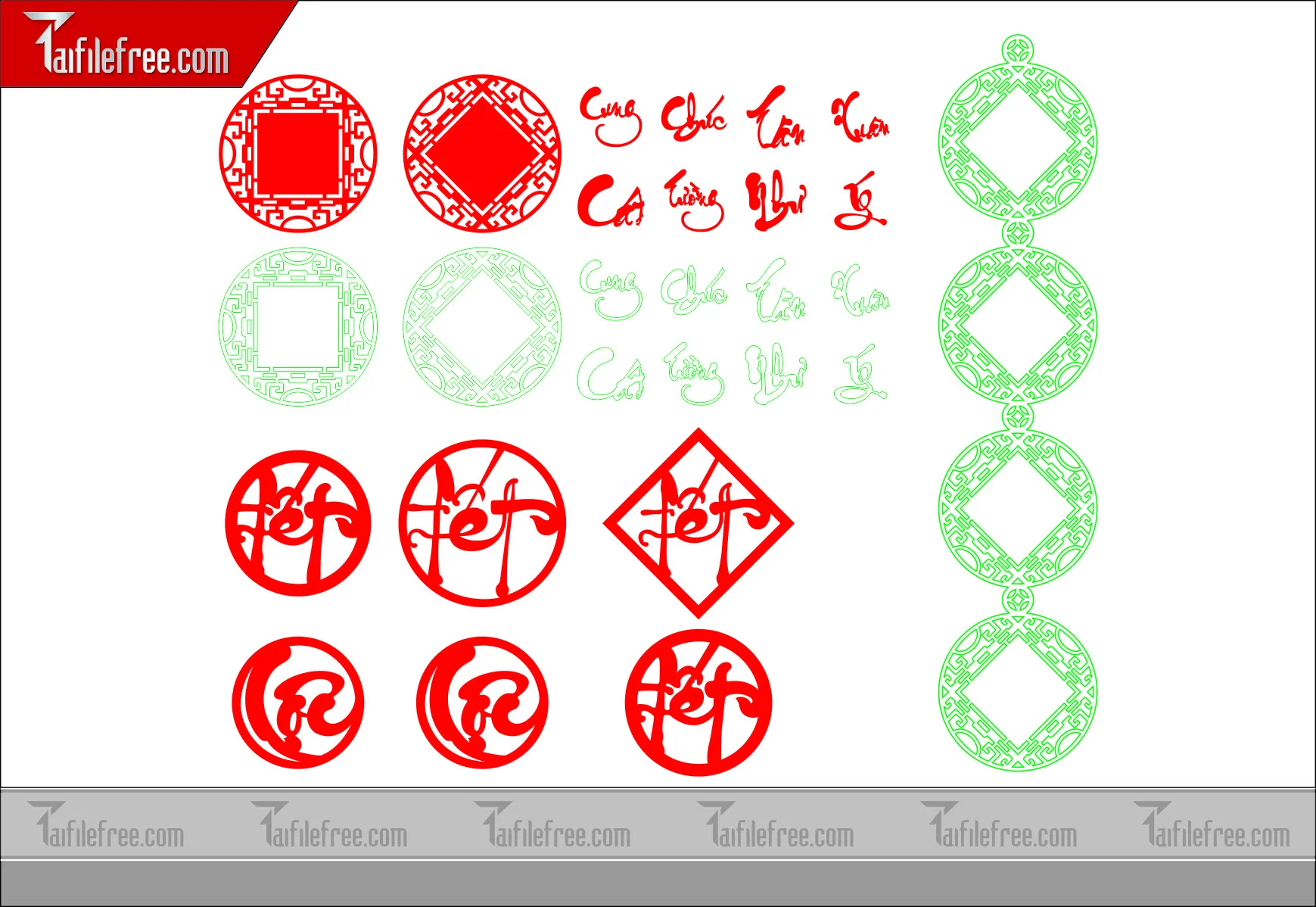 Mẫu File Vector Hoa Văn Cắt CNC Đẹp, Tết CNC1_CNC80