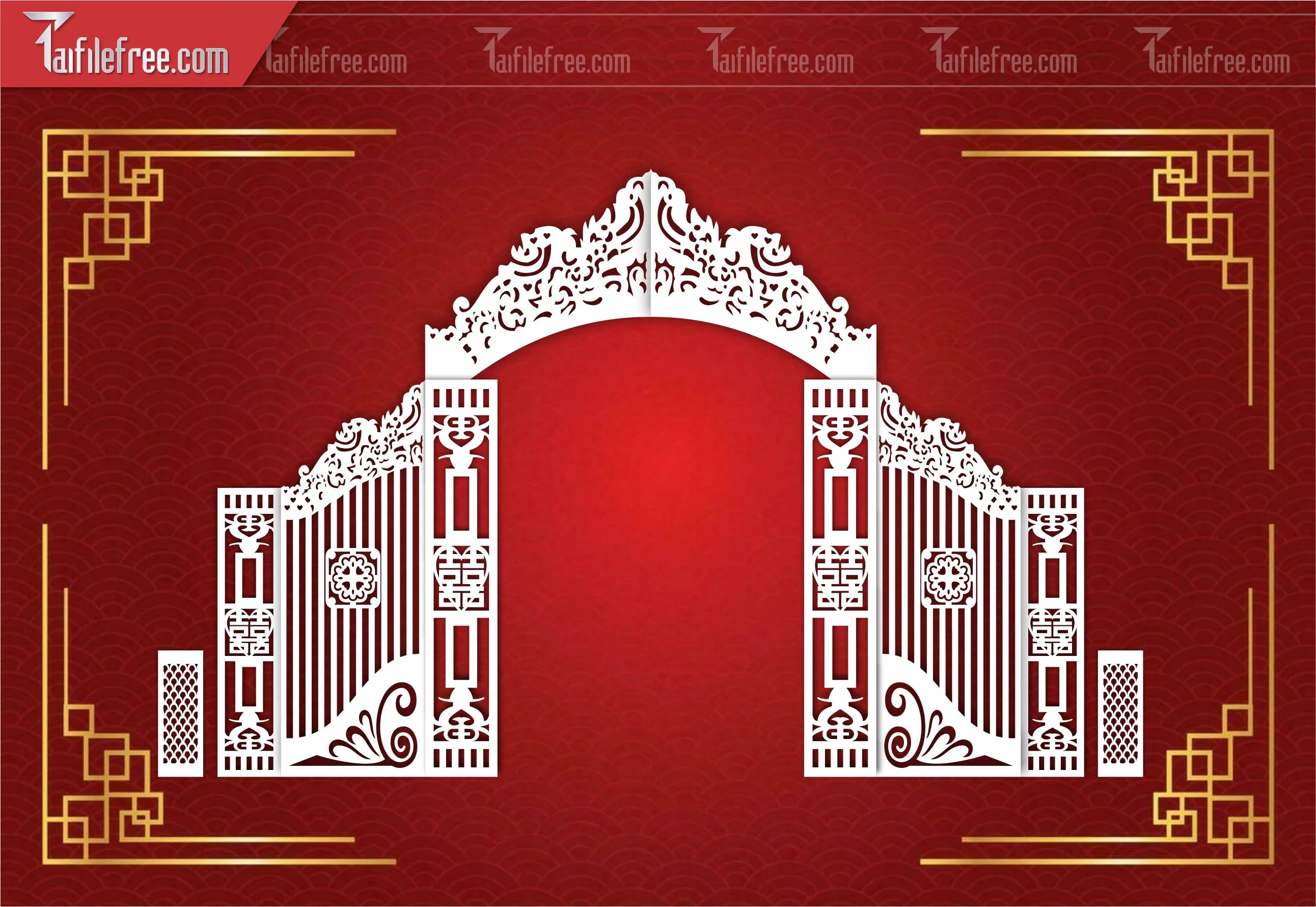 Mẫu File Vector Hoa Văn Cổng Cưới Cắt CNC Đẹp, Tết CNC_CNC81