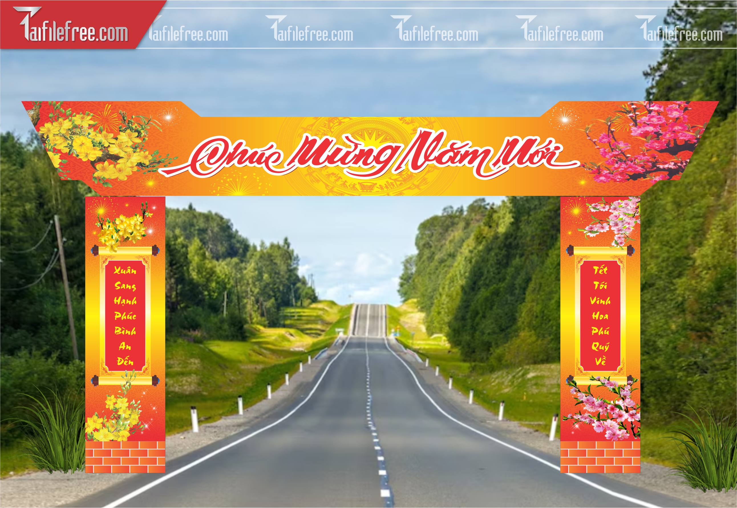 Mẫu Cổng Chào Trang Trí Tết, Chúc Mừng Năm Mới_CT48