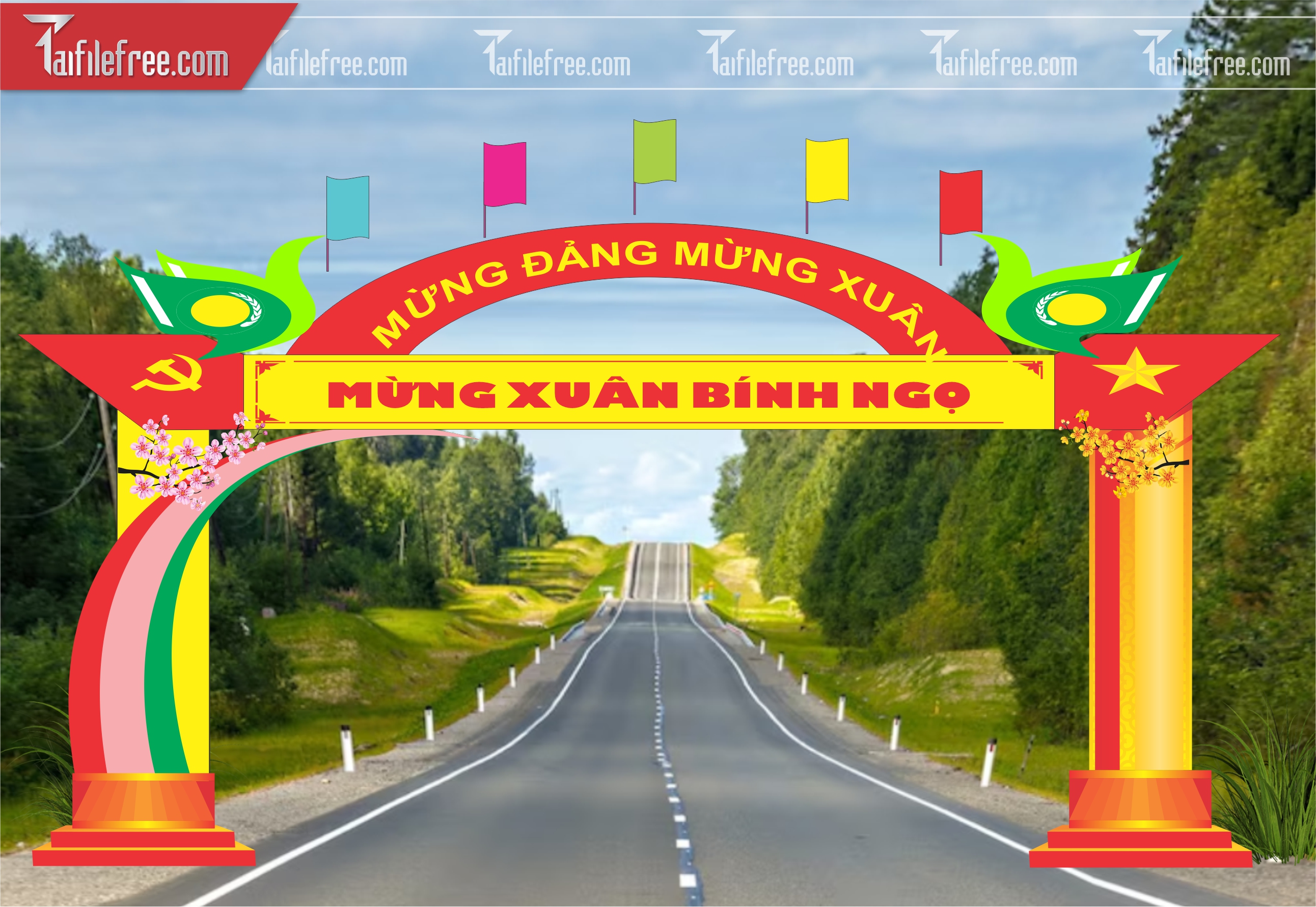 Mẫu Cổng Chào Trang Trí Tết, Chúc Mừng Năm Mới_CT49