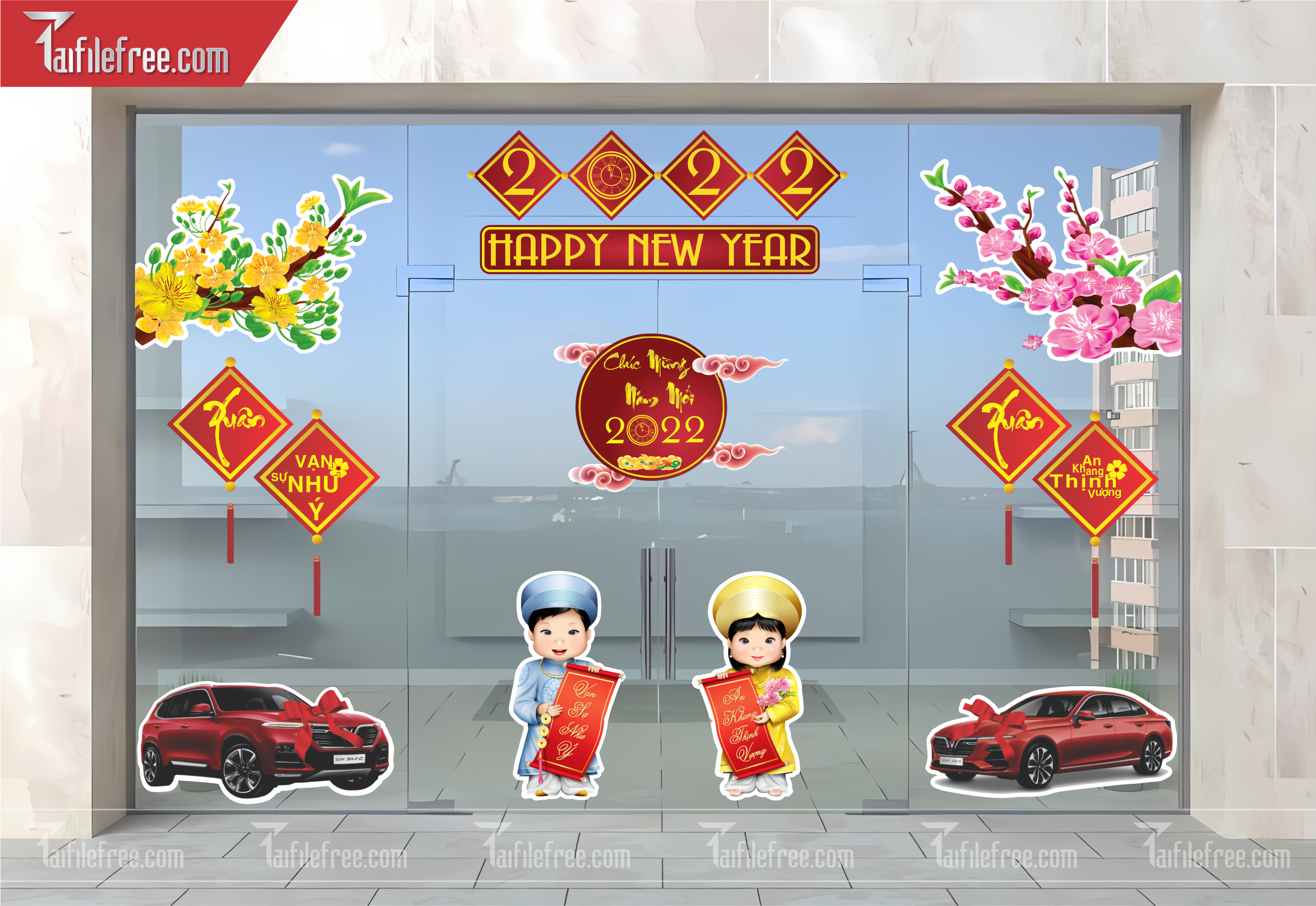 Dcan Dán Cửa Kính Trang Trí Tết DKT02