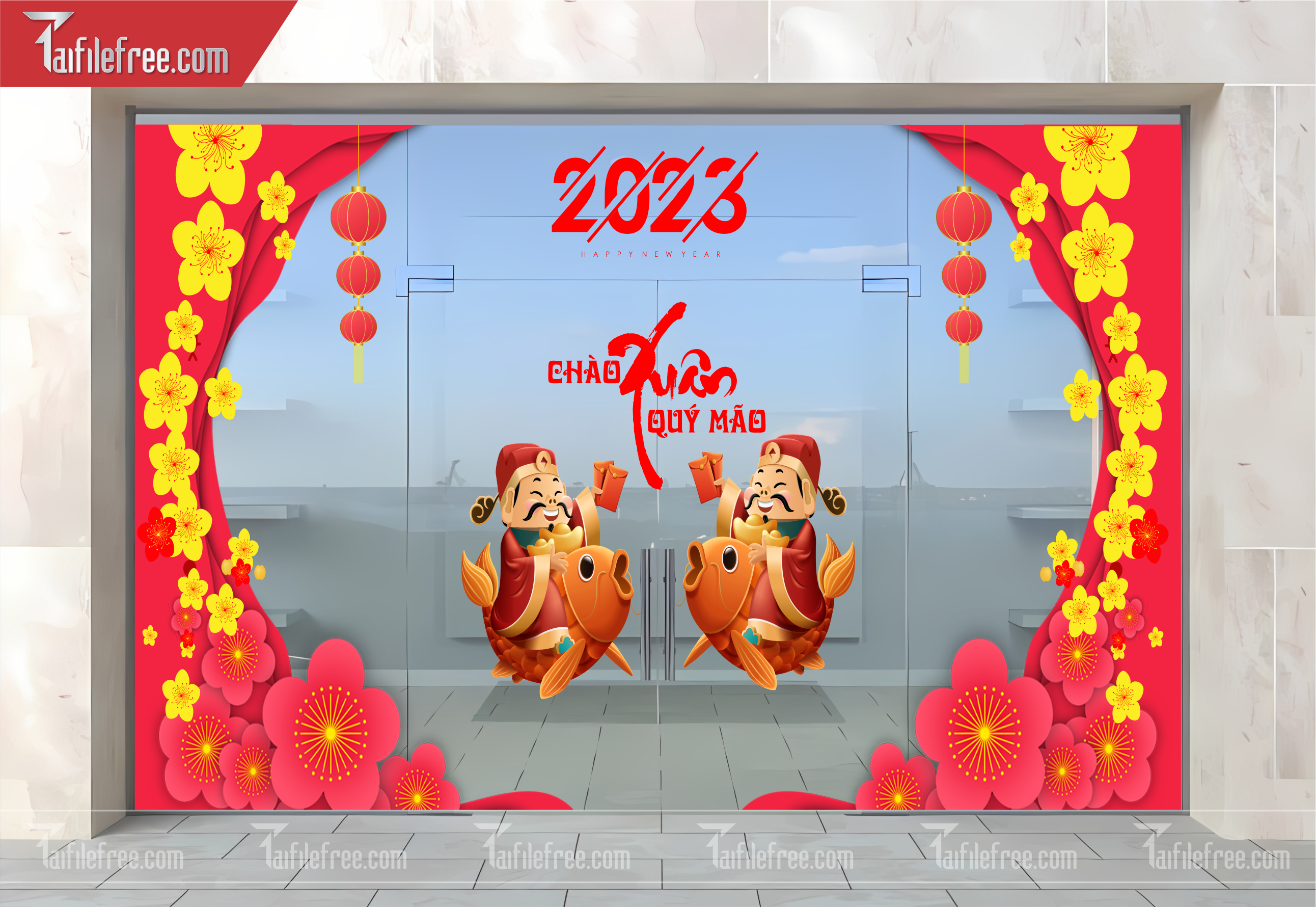 Dcan Dán Cửa Kính Trang Trí Tết DKT05