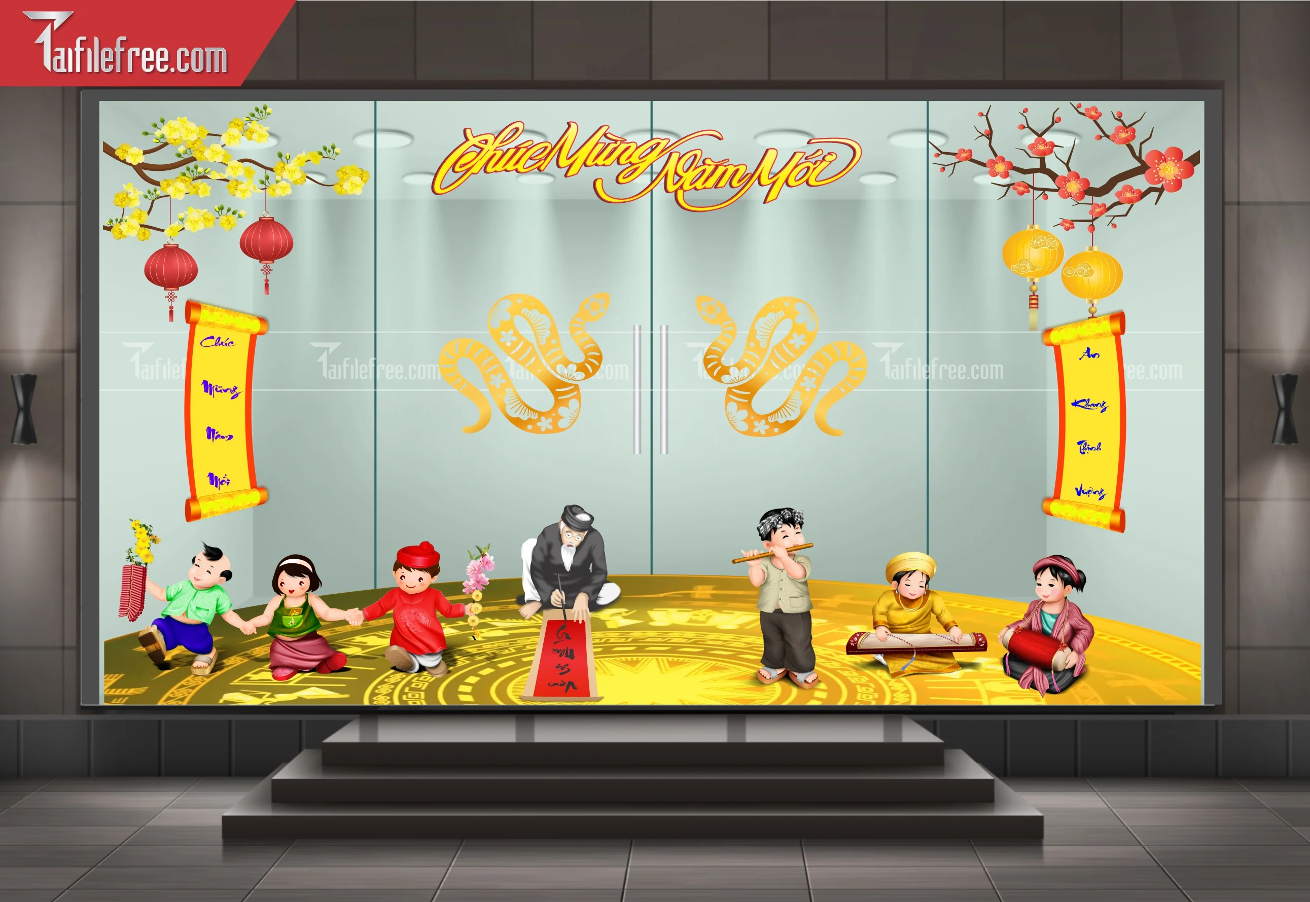 Dcan Dán Cửa Kính Trang Trí Tết DKT11