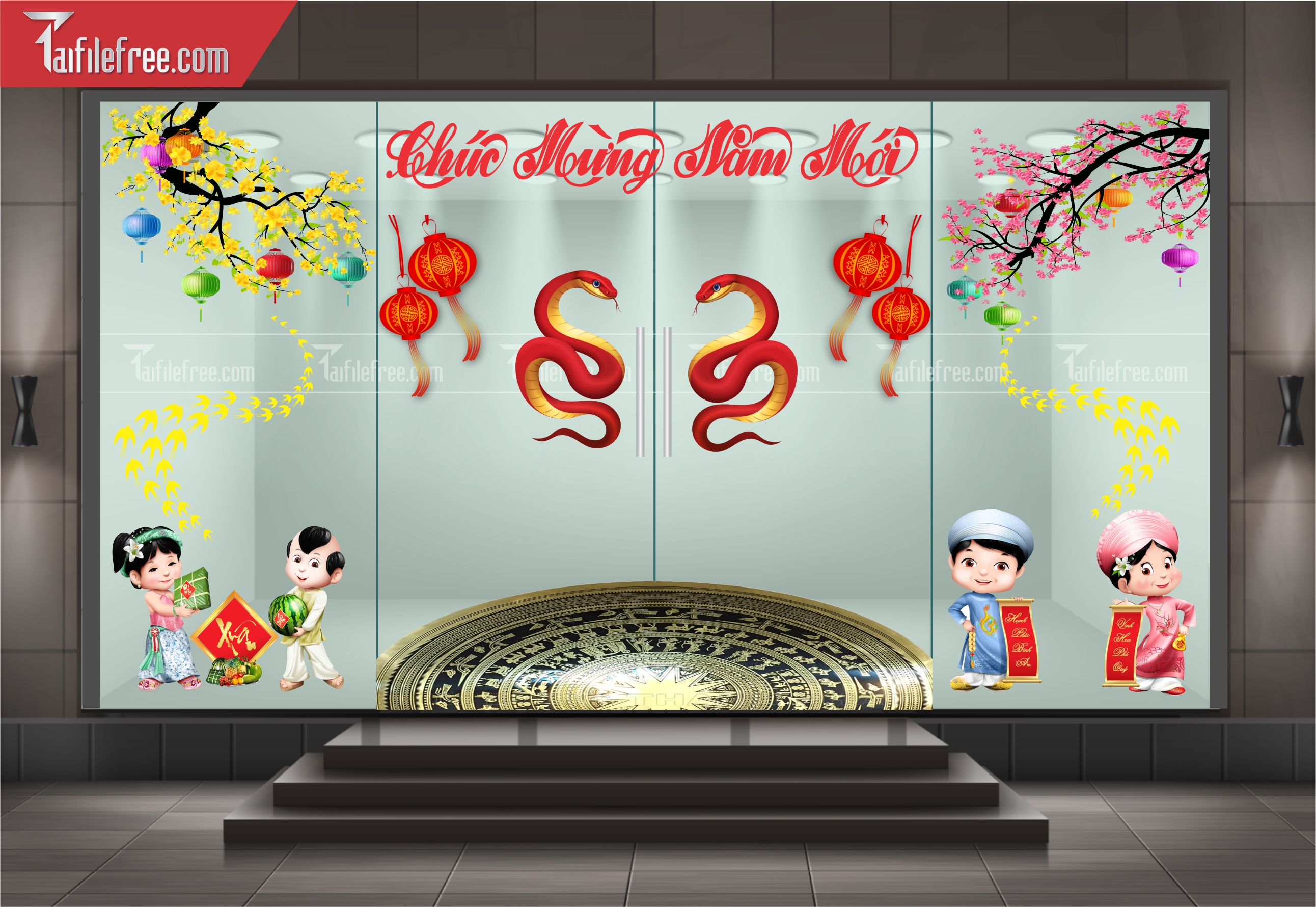 Dcan Dán Cửa Kính Trang Trí Tết DKT14