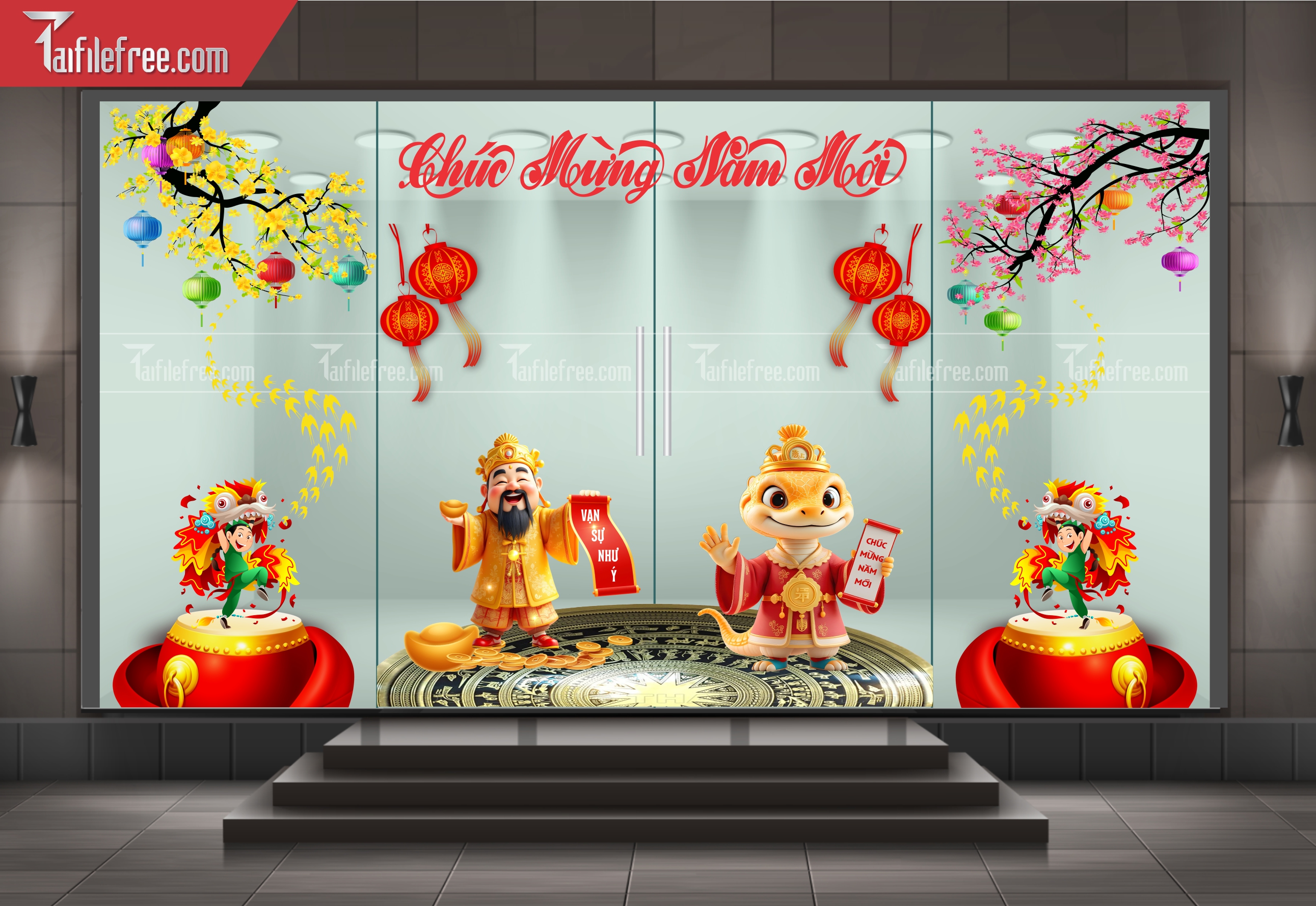 Dcan Dán Cửa Kính Trang Trí Tết DKT15