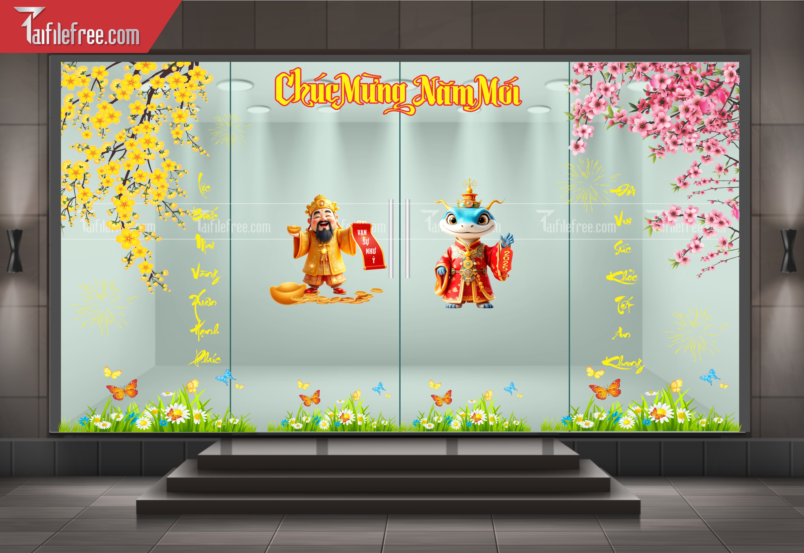 Dcan Dán Cửa Kính Trang Trí Tết DKT21
