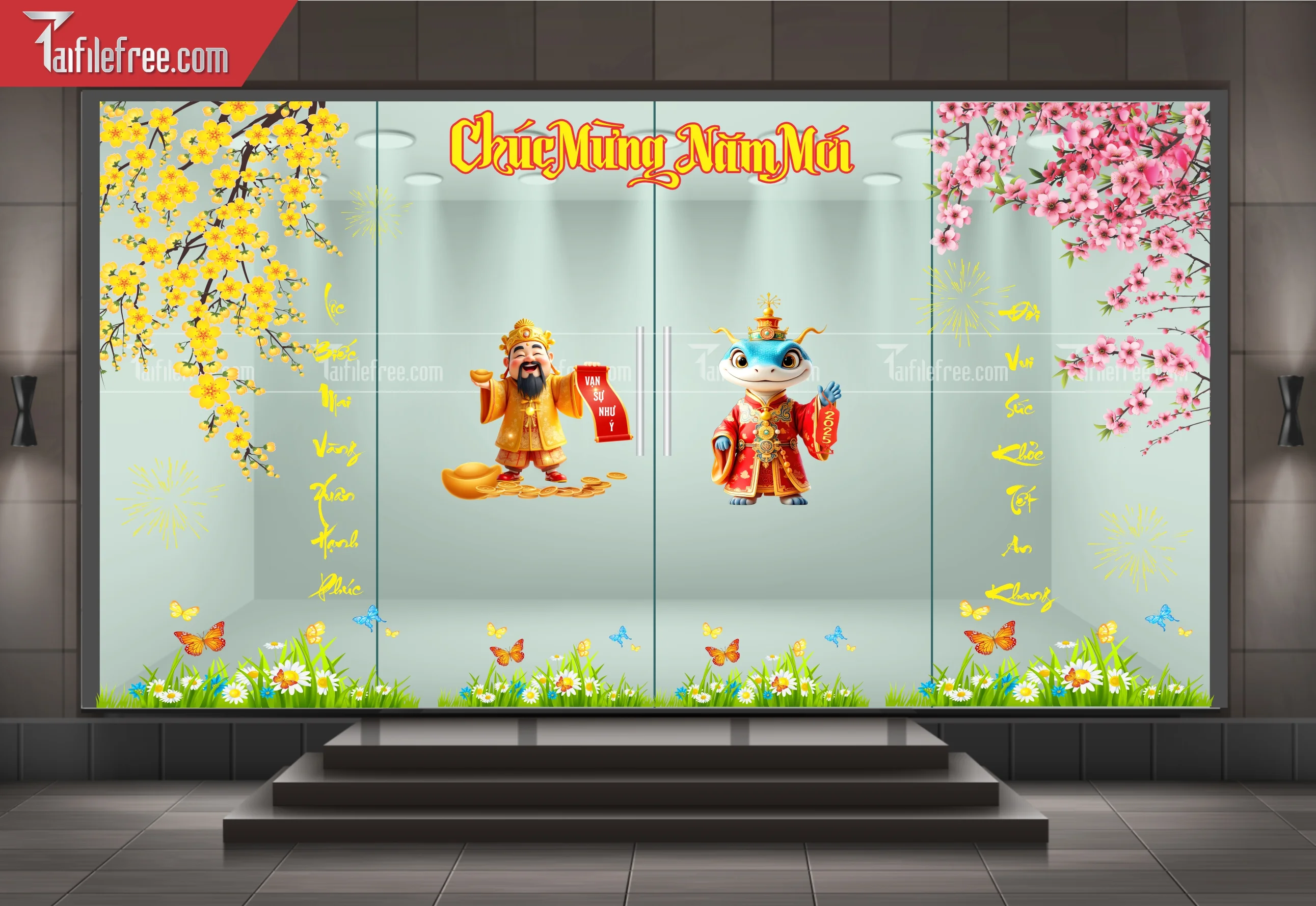 Dcan Dán Cửa Kính Trang Trí Tết DKT21