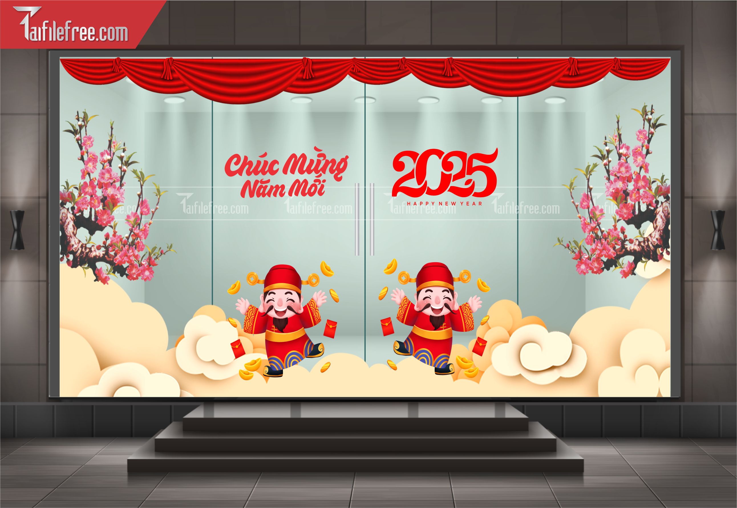 Dcan Dán Cửa Kính Trang Trí Tết DKT23