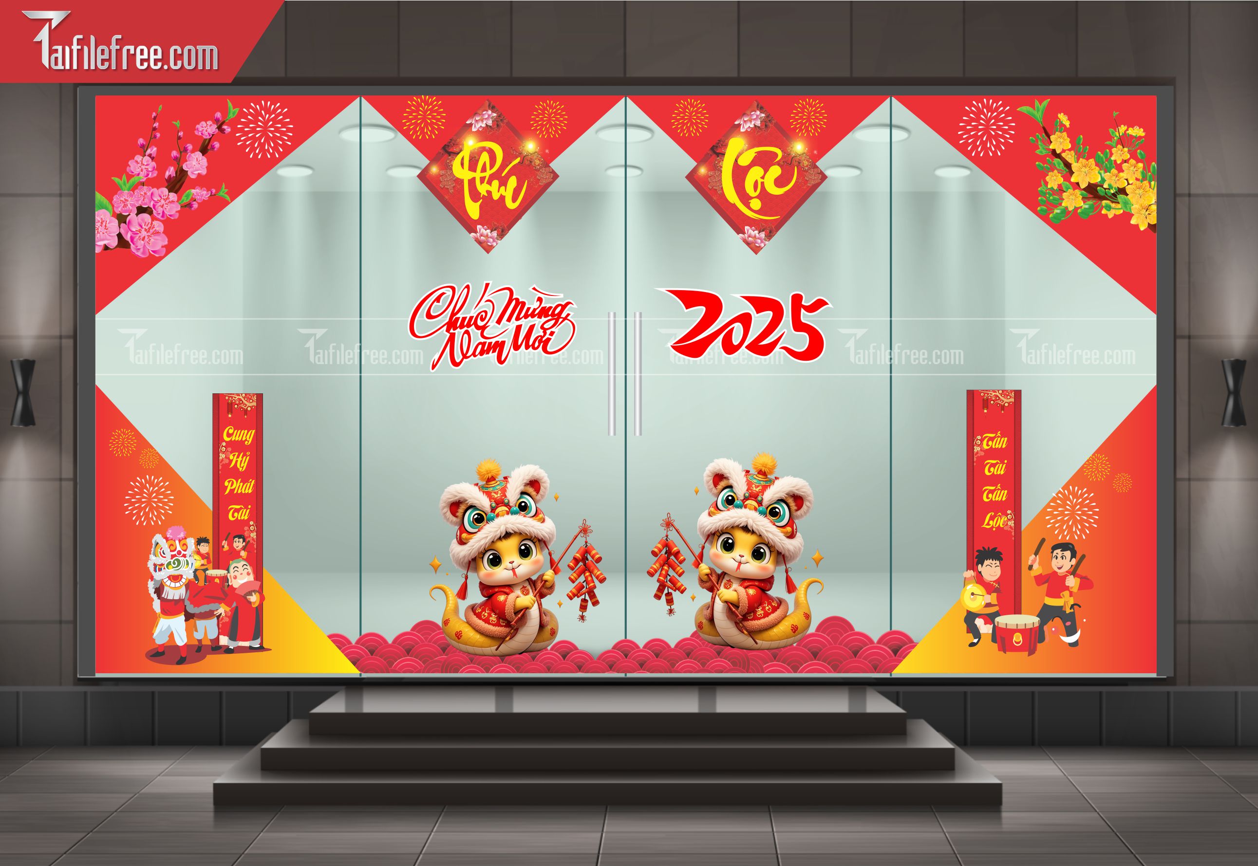 Dcan Dán Cửa Kính Trang Trí Tết DKT24