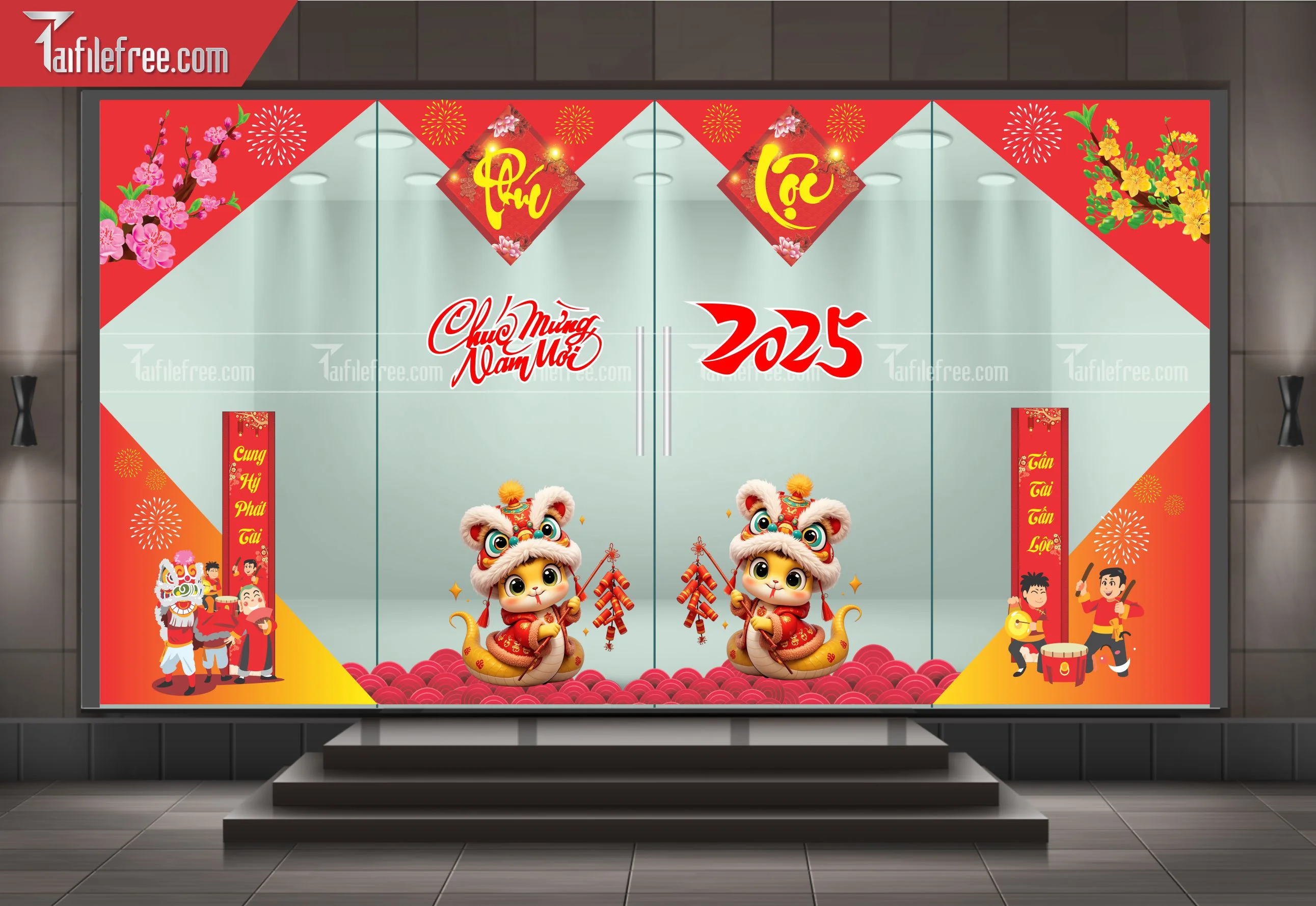 Dcan Dán Cửa Kính Trang Trí Tết DKT24