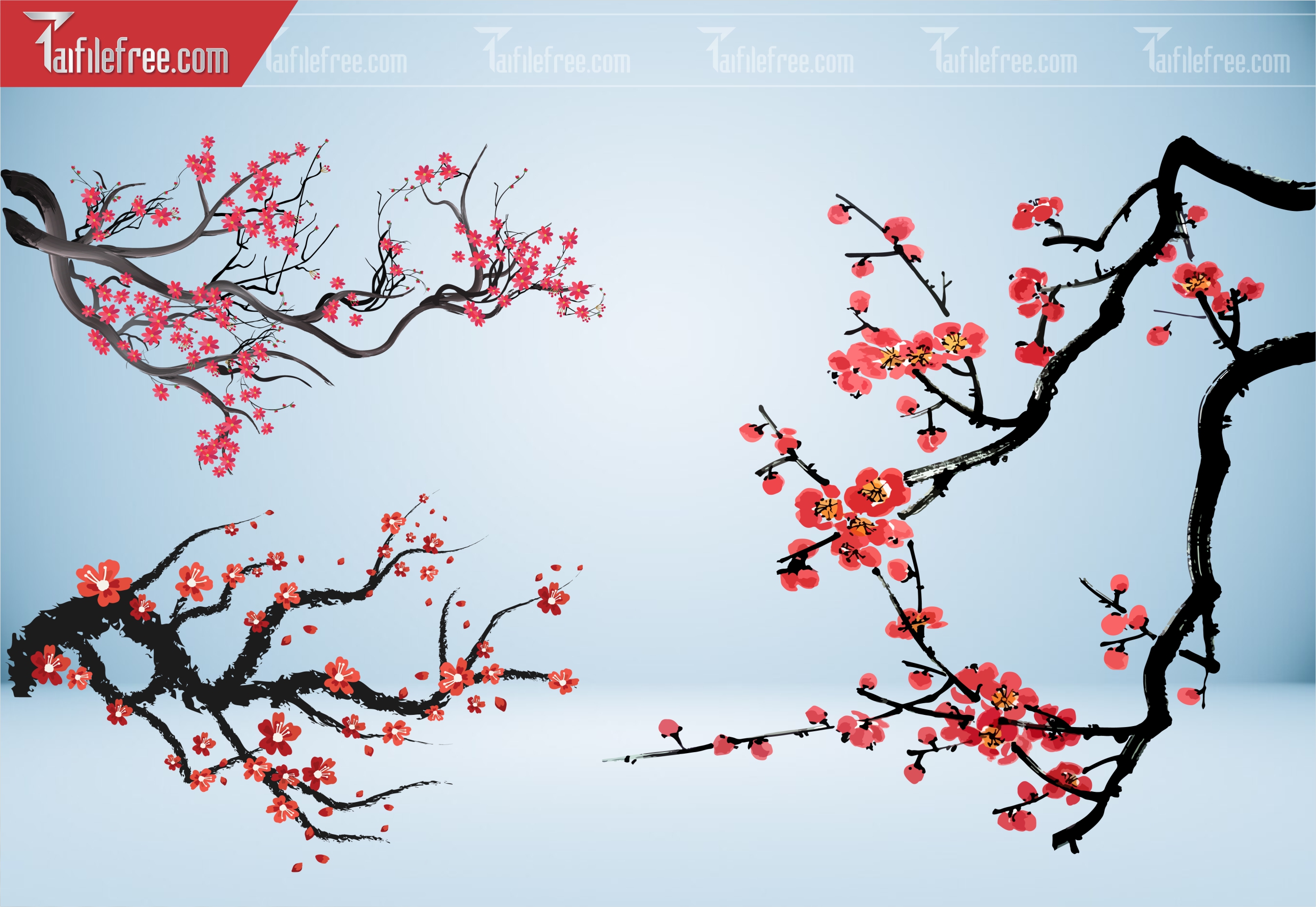 Dữ Liệu, Họa Tiết Tết, Cành Hoa Đào Vector_DLT102