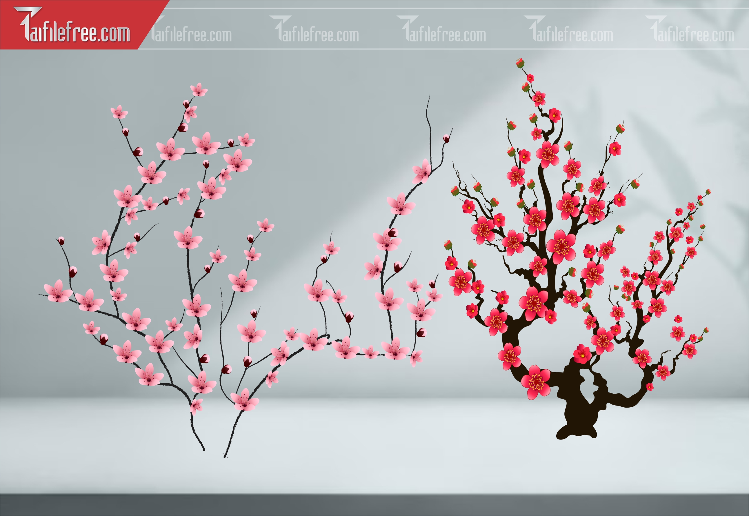 Dữ Liệu, Họa Tiết Tết, Cành Hoa Đào Vector_DLT103