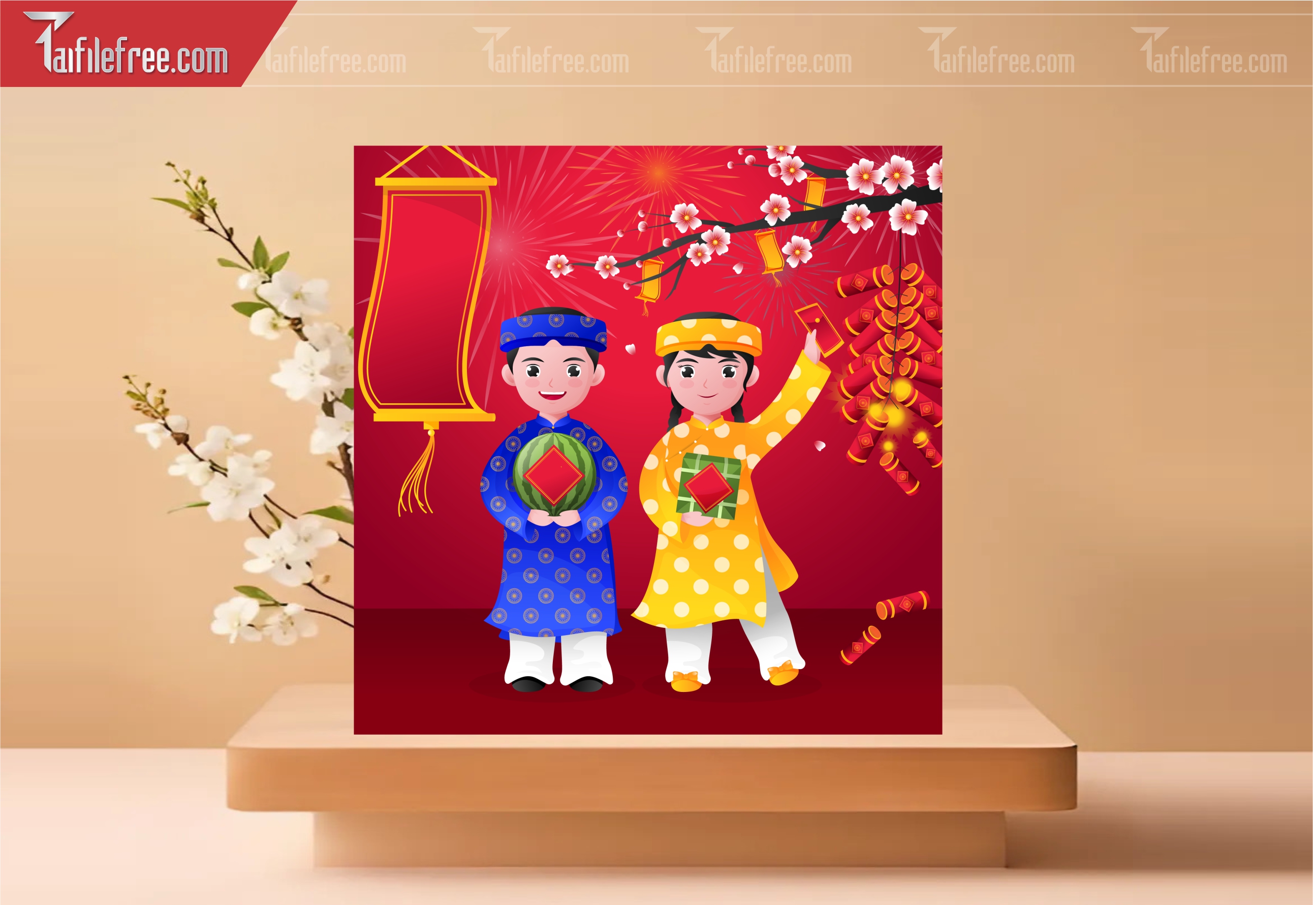 Dữ Liệu, Họa Tiết Tết, Chipi Áo Dài Truyền Thống Việt Nam_DLT113