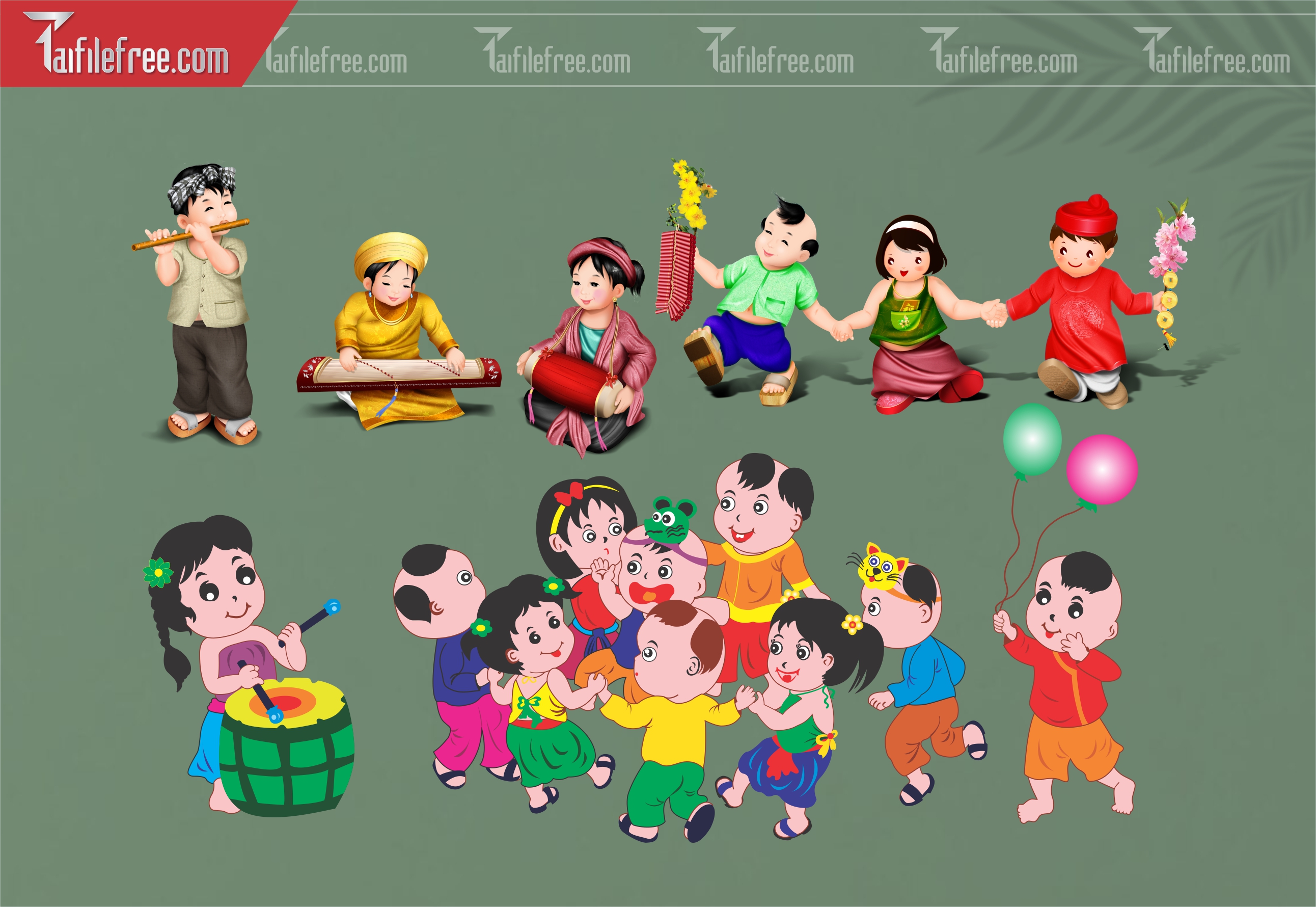 Dữ Liệu, Họa Tiết Tết, Dưa Hấu, Bánh Chưng Tết_DLT24