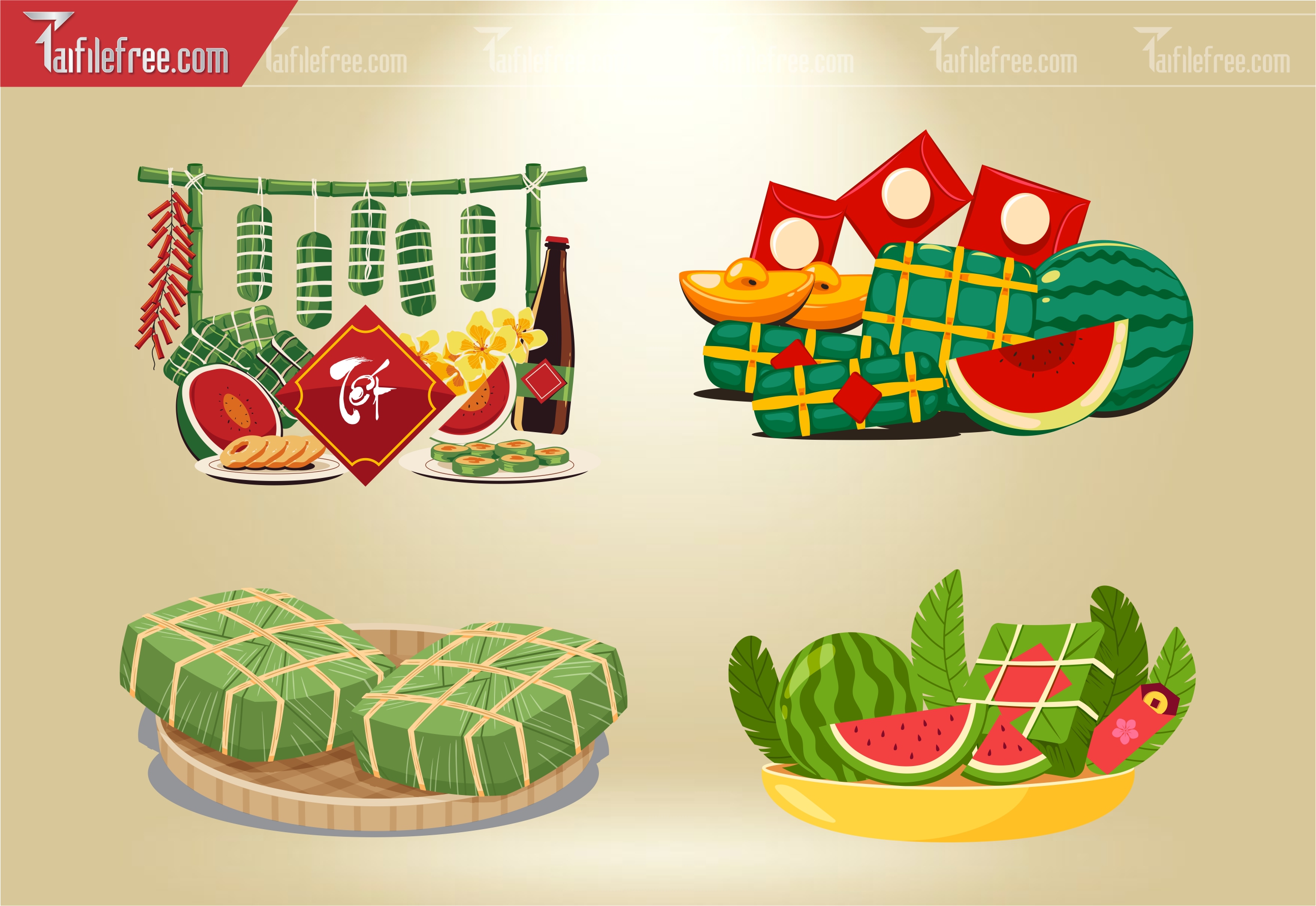 Dữ Liệu, Họa Tiết Tết, Dưa Hấu, Bánh Chưng Tết_DLT27