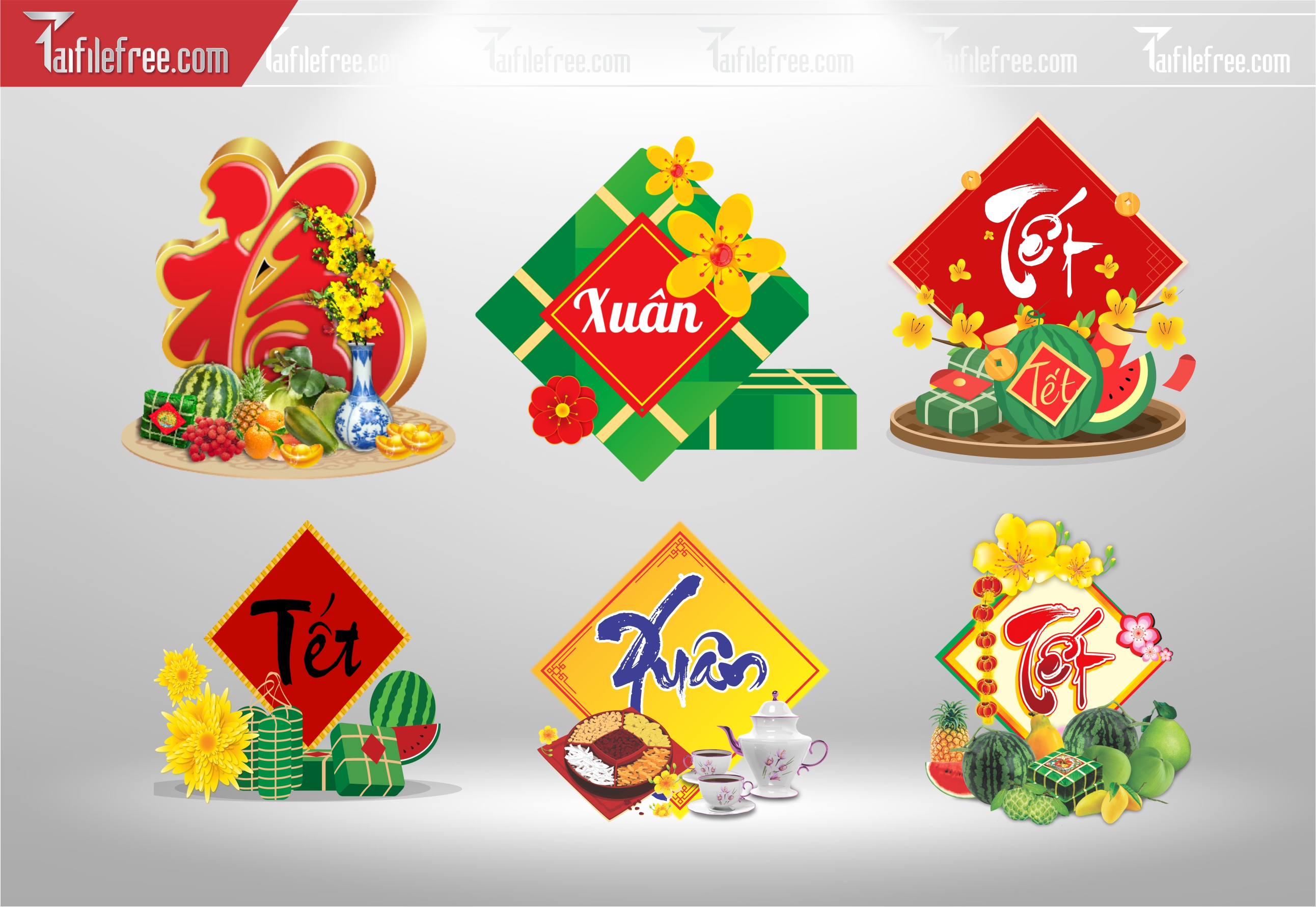 Dữ Liệu, Họa Tiết Tết, Dưa Hấu, Bánh Chưng Tết_DLT28