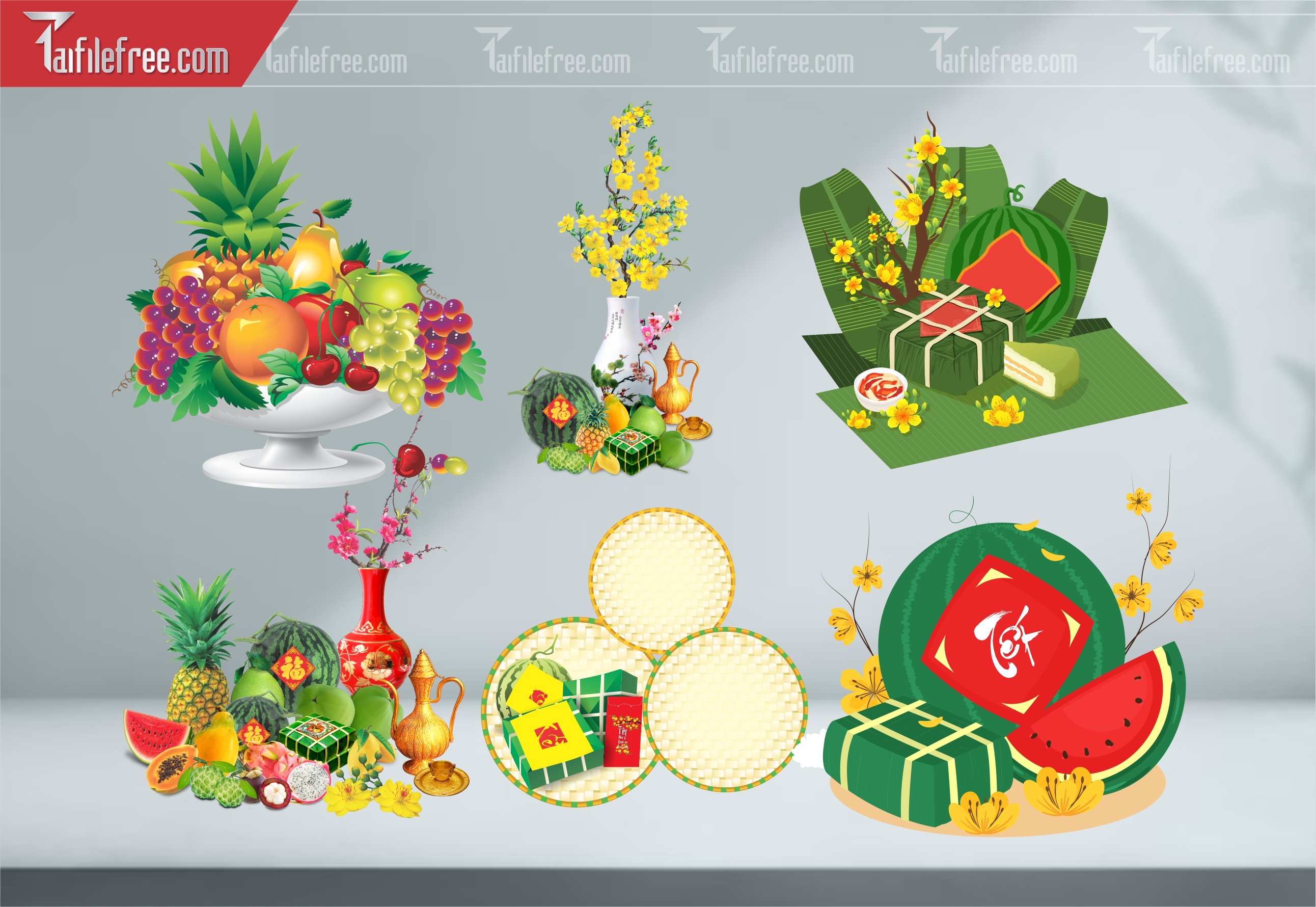 Dữ Liệu, Họa Tiết Tết, Dưa Hấu, Bánh Chưng Tết_DLT29
