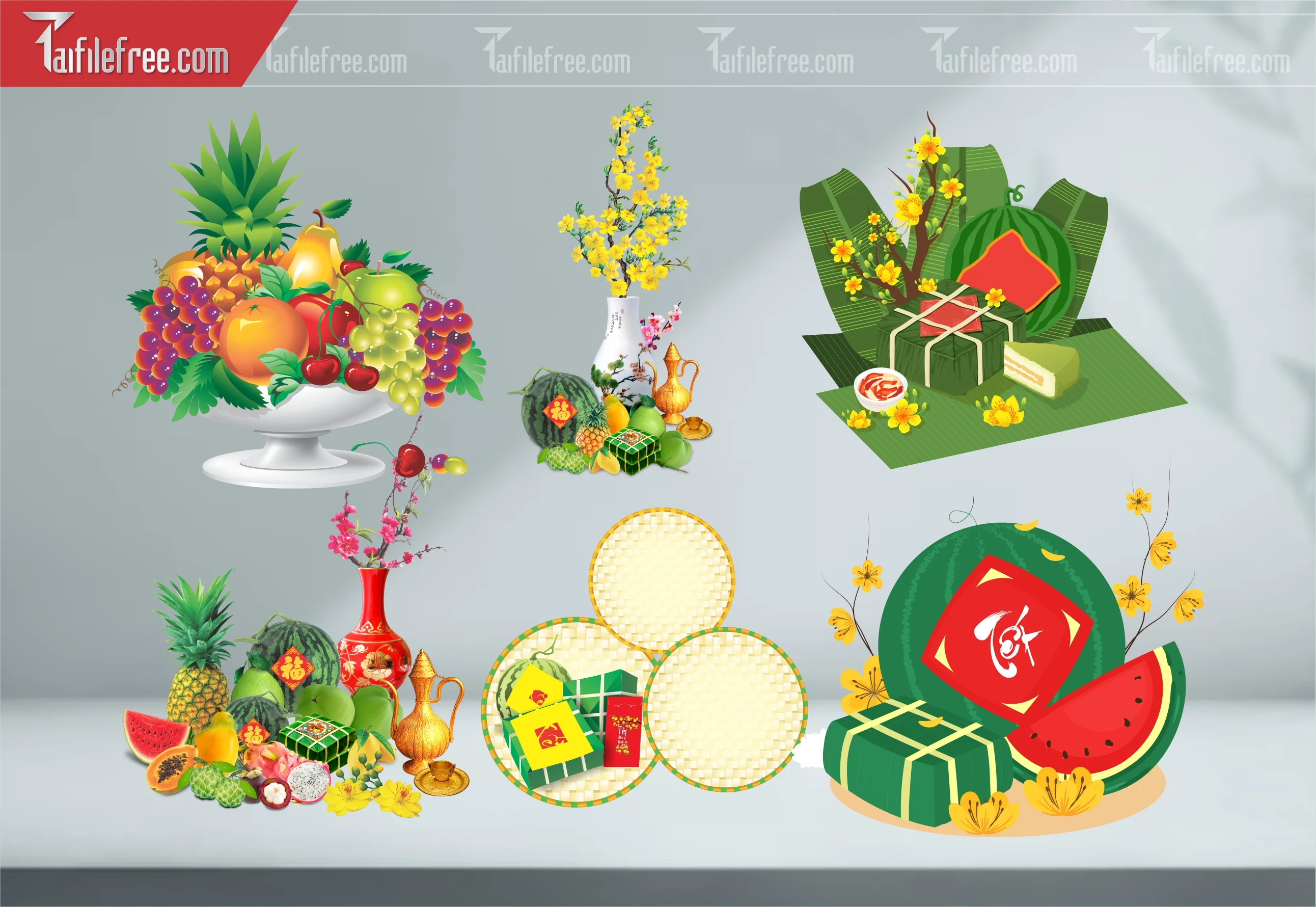 Dữ Liệu, Họa Tiết Tết, Dưa Hấu, Bánh Chưng Tết_DLT29
