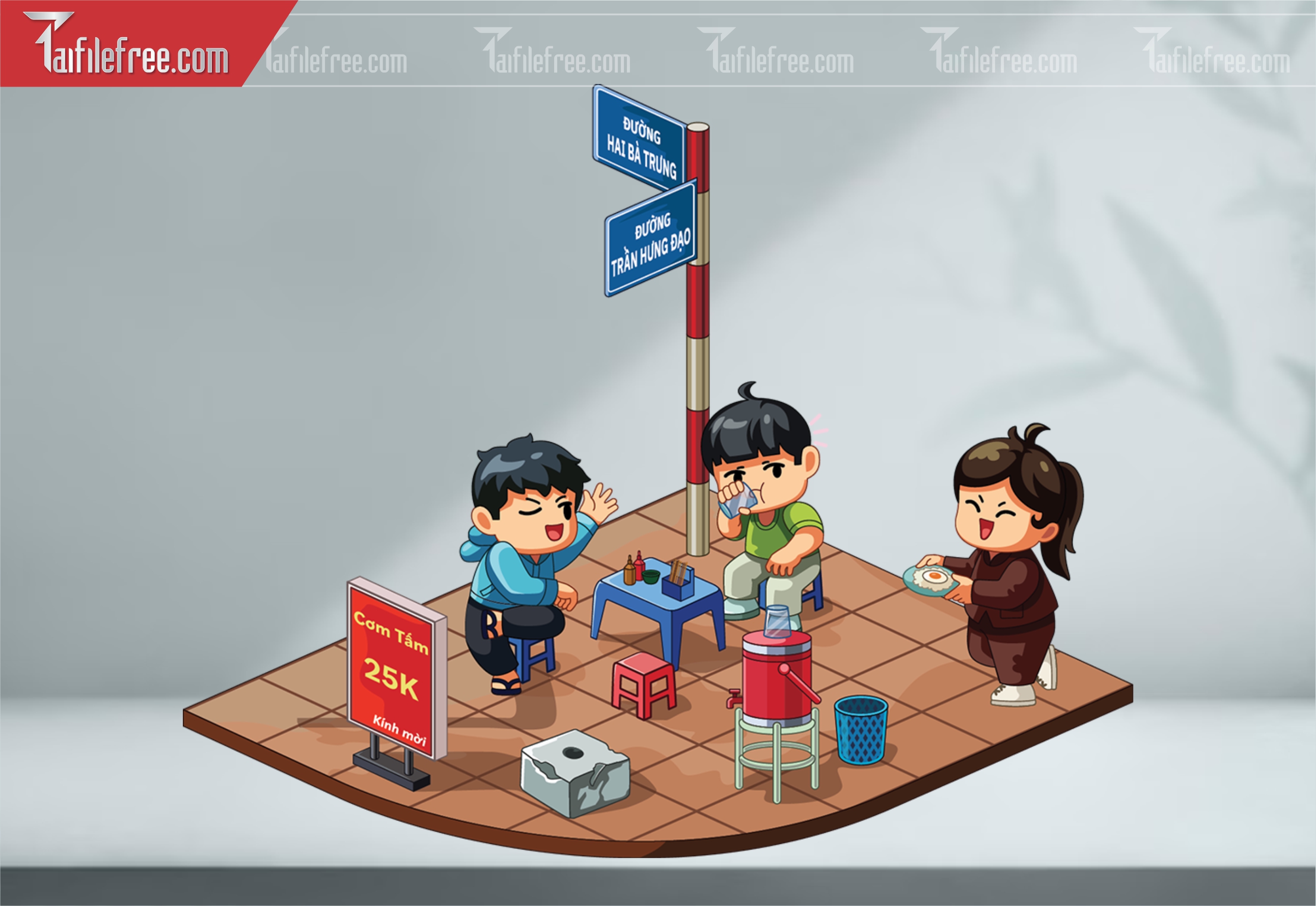 Dữ Liệu, Họa Tiết Tết, Chipi Uống Trà Đá Vỉa Hè_DLT84