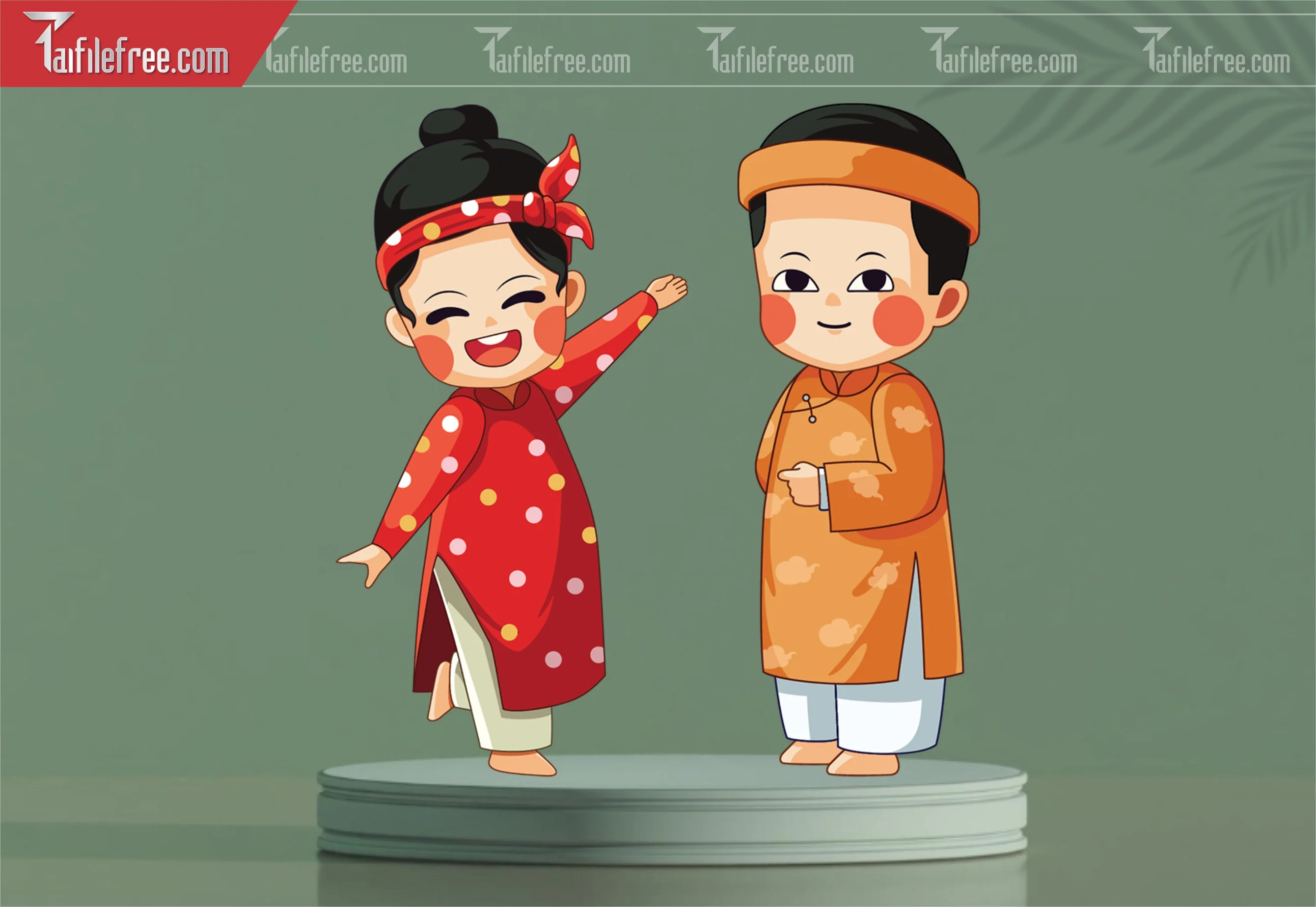 Dữ Liệu, Họa Tiết Tết, Chipi Áo Dài Truyền Thống Việt Nam_DLT93
