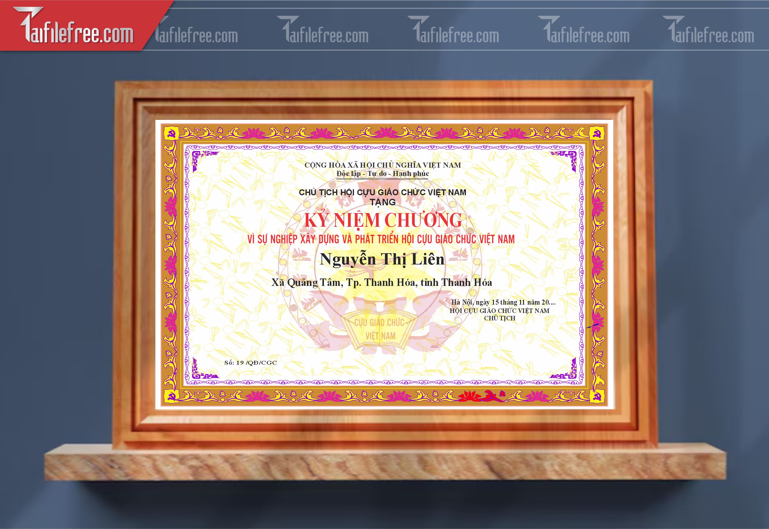 Giấy Khen Trường Học, Kỷ Niệm Chương Giáo Chức_GK119
