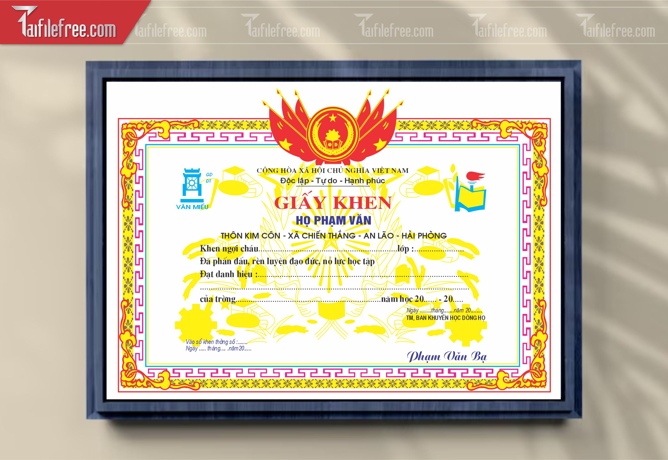 Giấy Khen Trường Học Đẹp_GK124