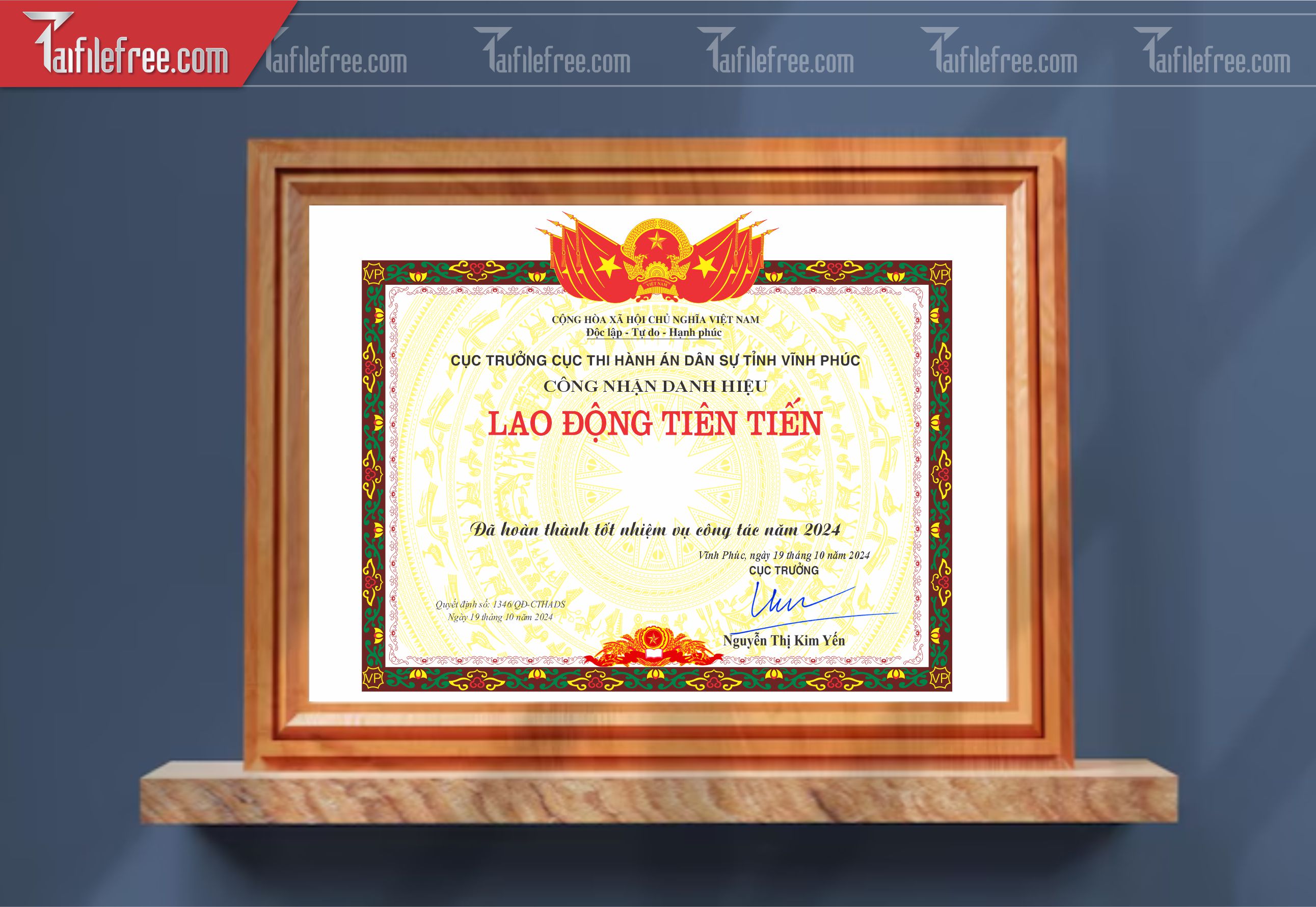 Giấy Khen Nhà Nước Đẹp, Cục Thi Hành Án_GK134