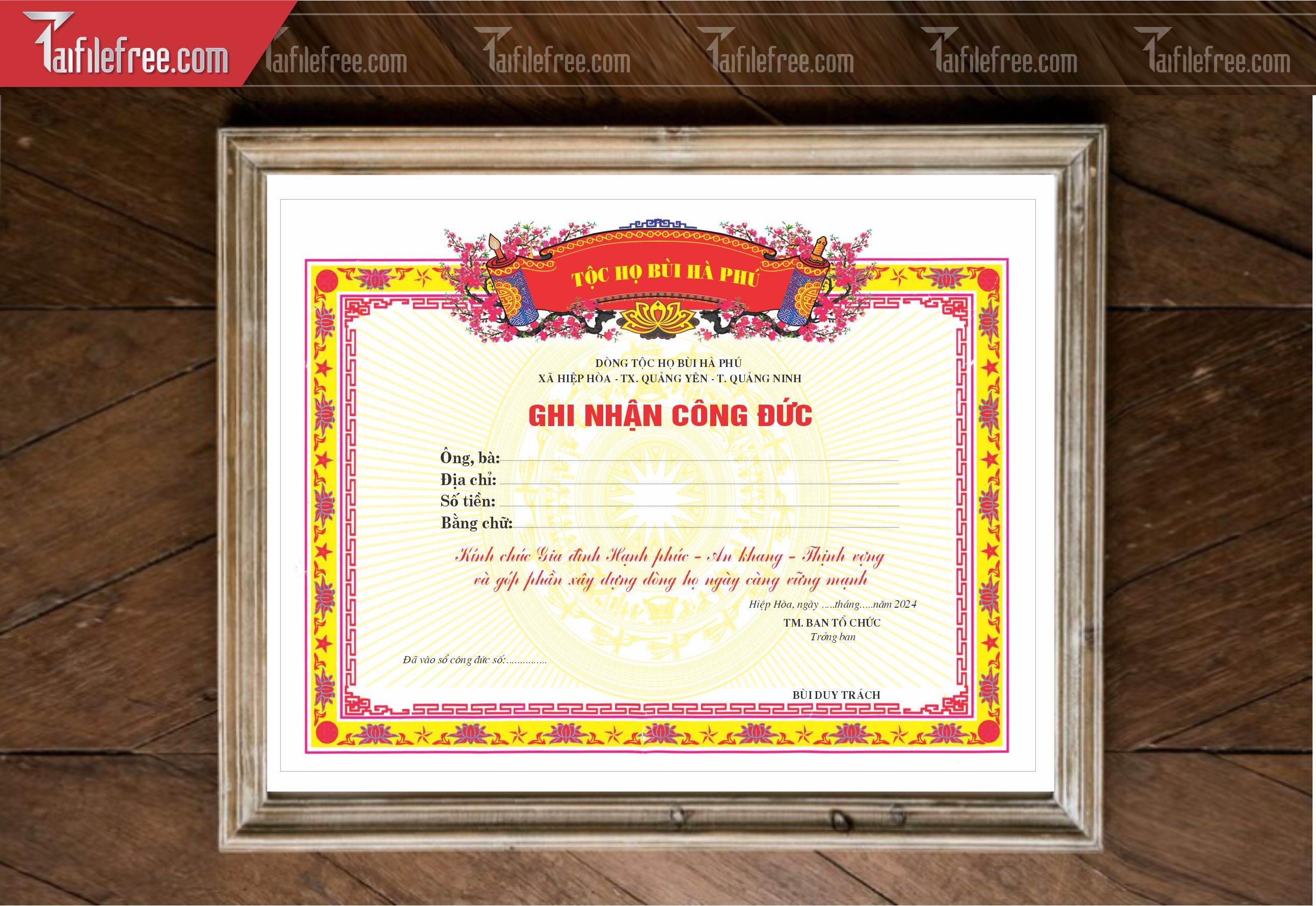 Giấy Ghi Nhận Công Đức_GK135