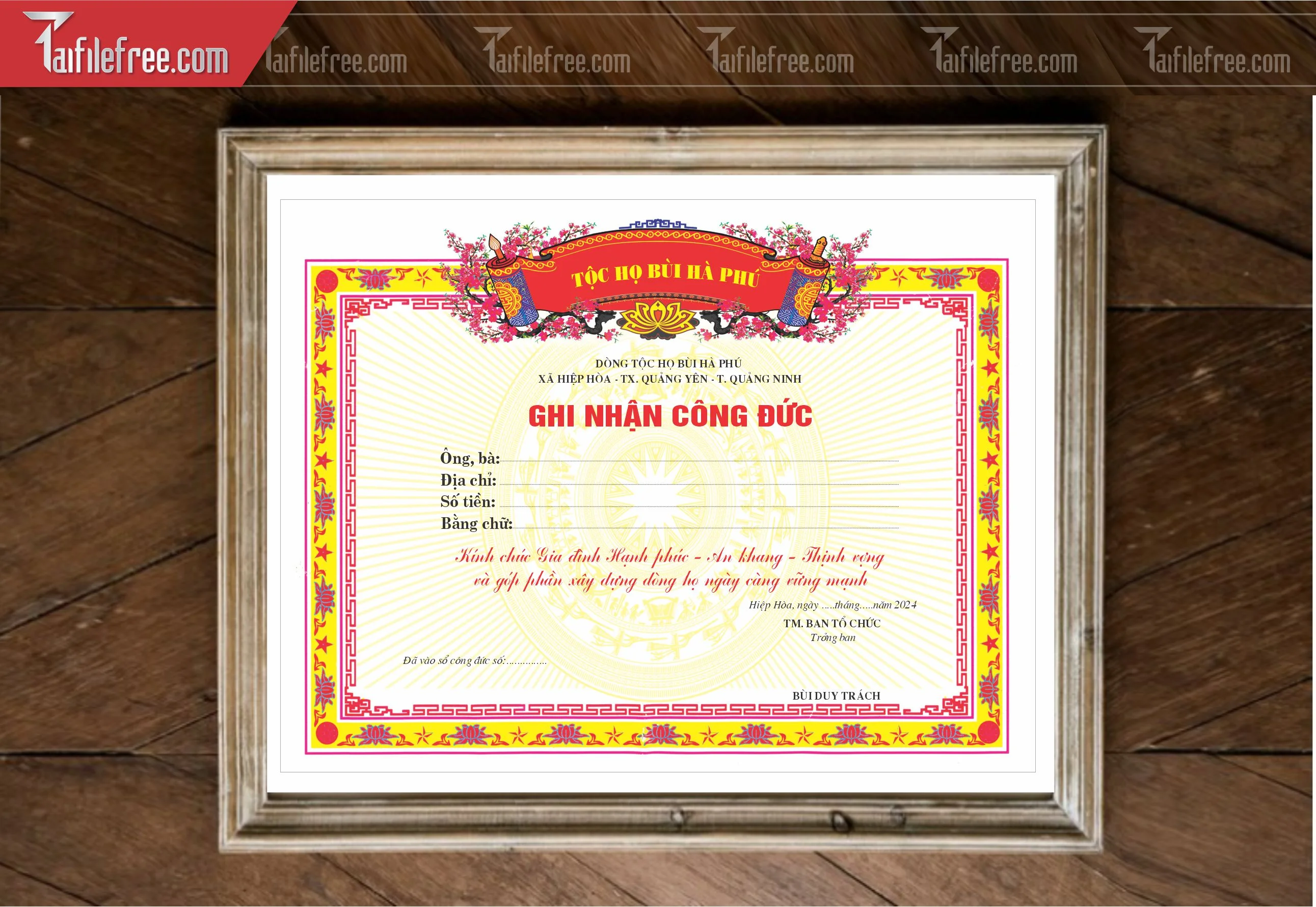 Giấy Ghi Nhận Công Đức_GK135