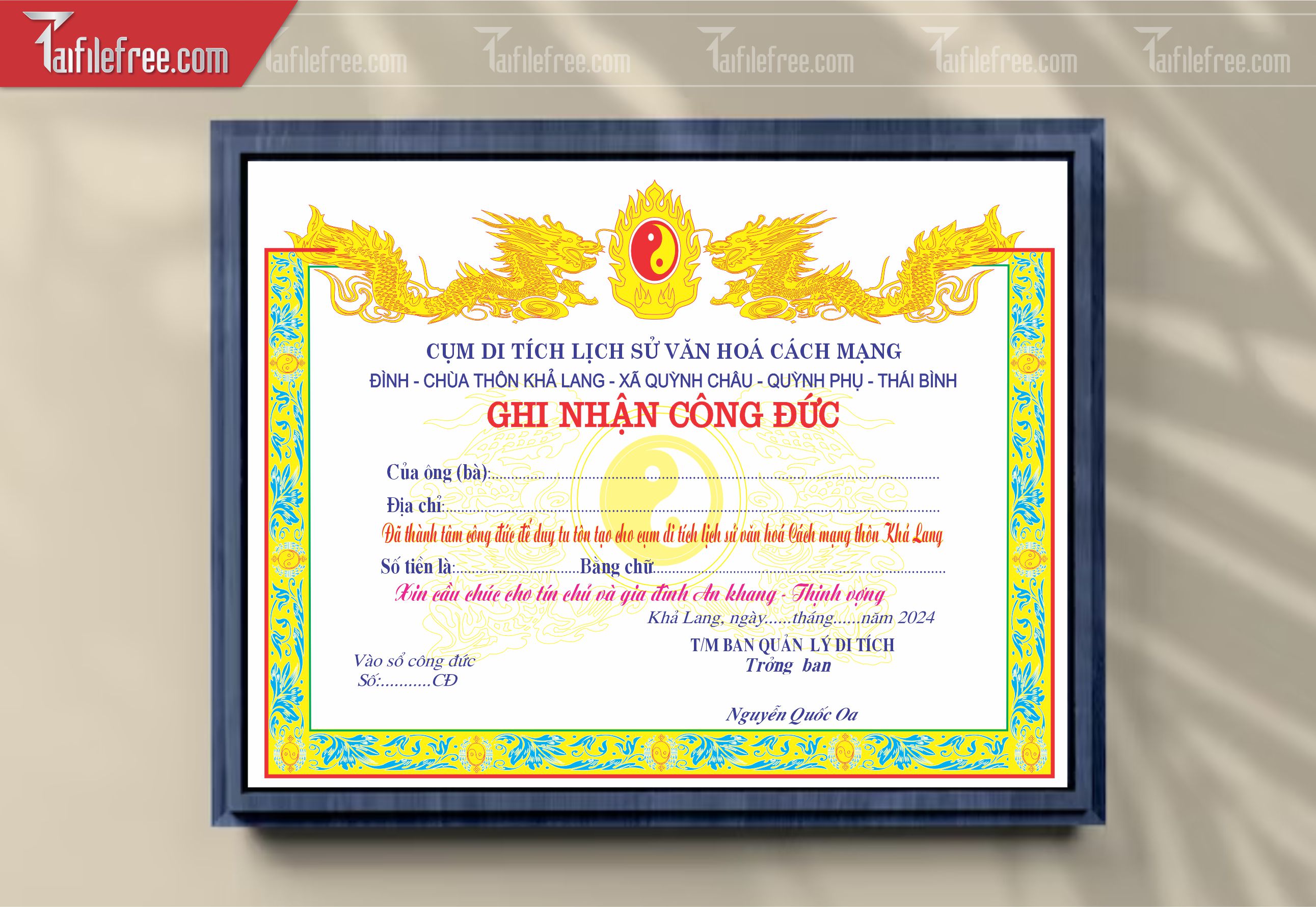 Giấy Ghi Nhận Công Đức_GK136
