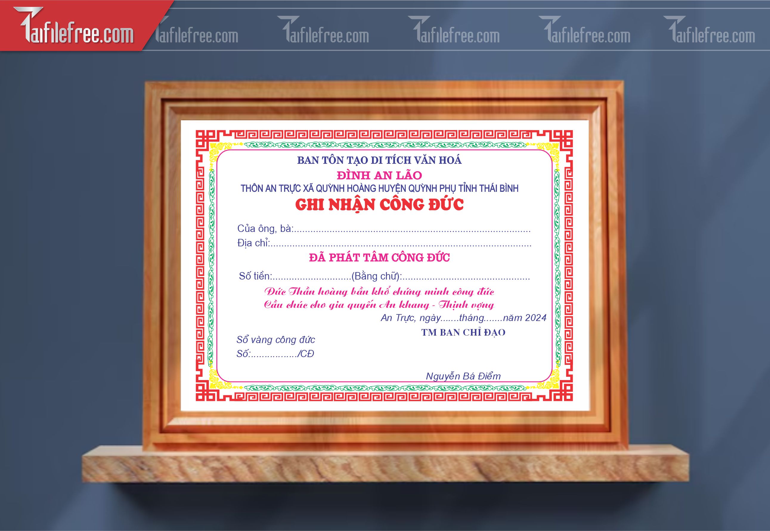 Giấy Ghi Nhận Công Đức_GK137