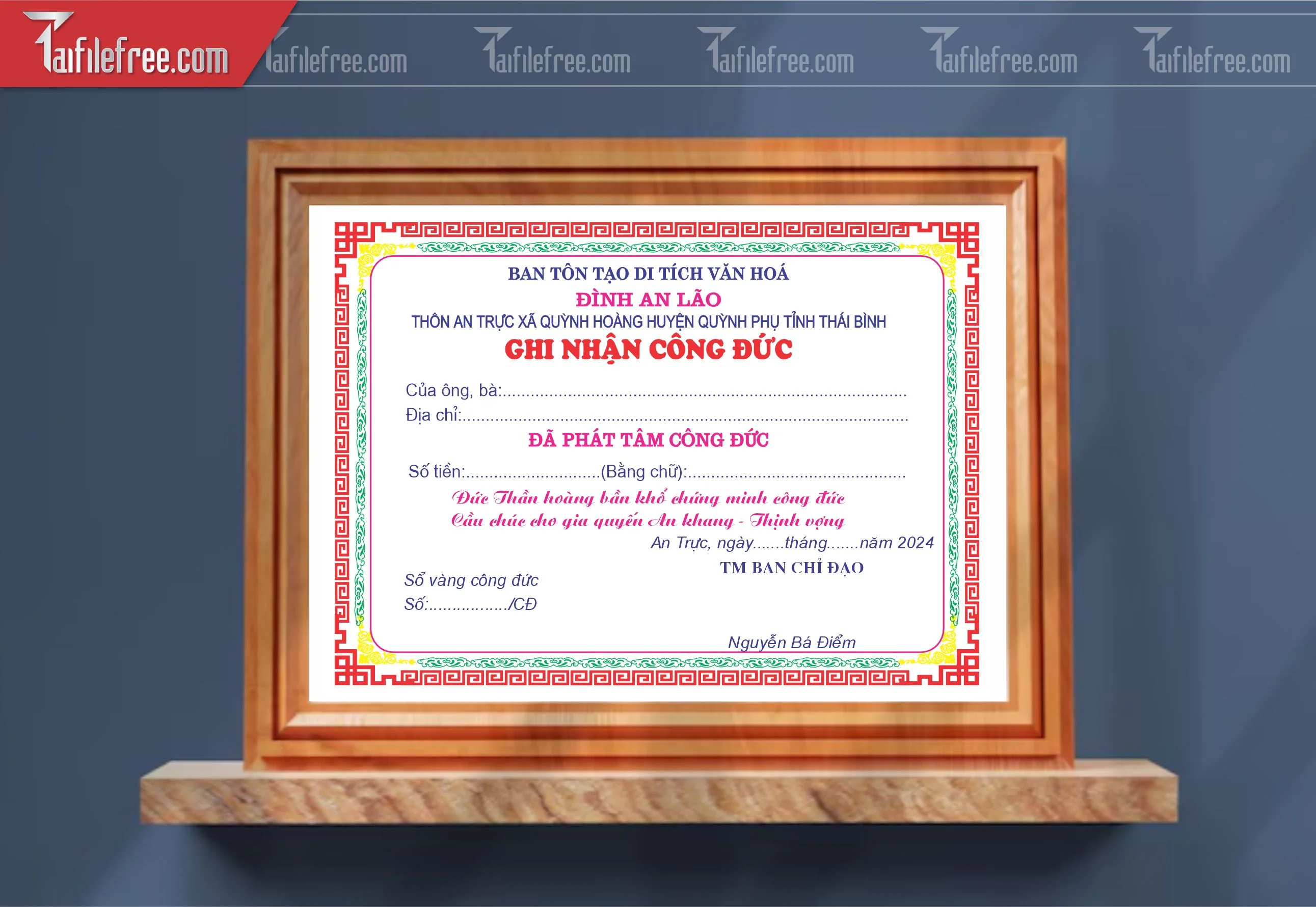 Giấy Ghi Nhận Công Đức_GK137