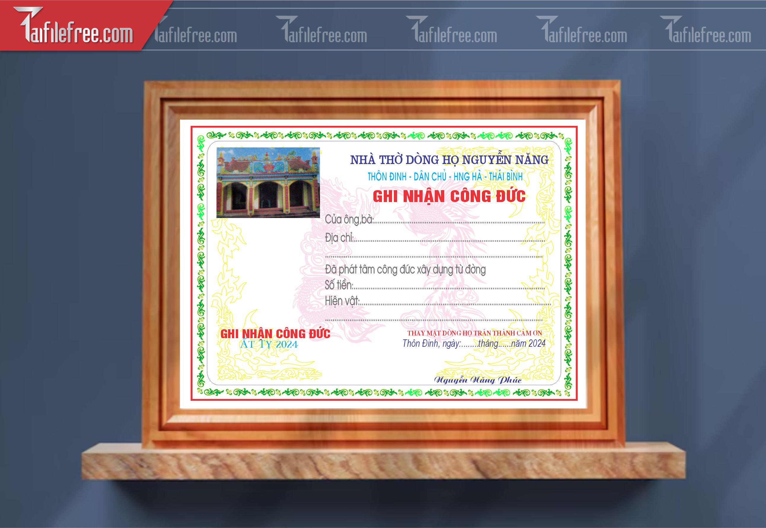 Giấy Ghi Nhận Công Đức_GK138