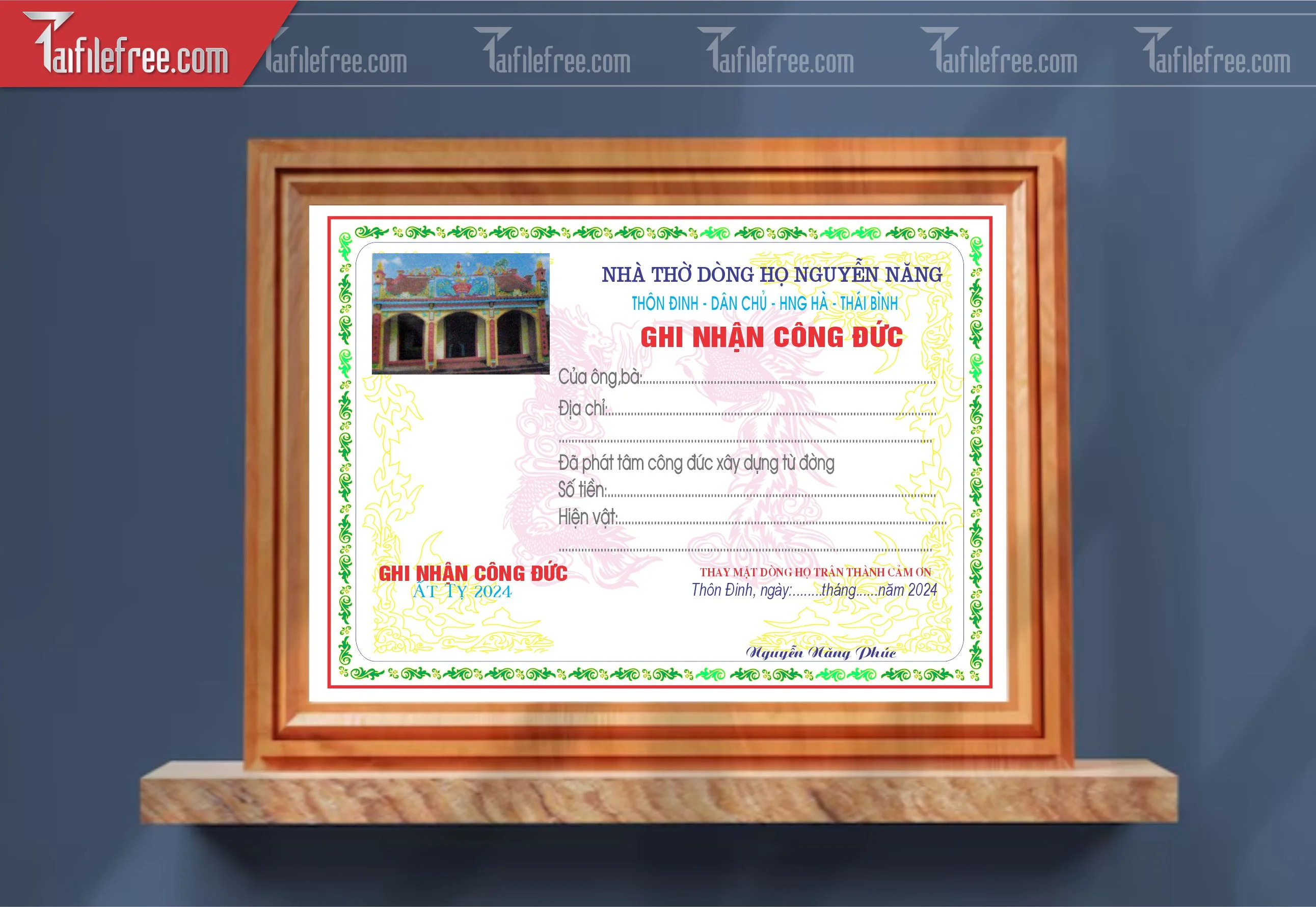 Giấy Ghi Nhận Công Đức_GK138