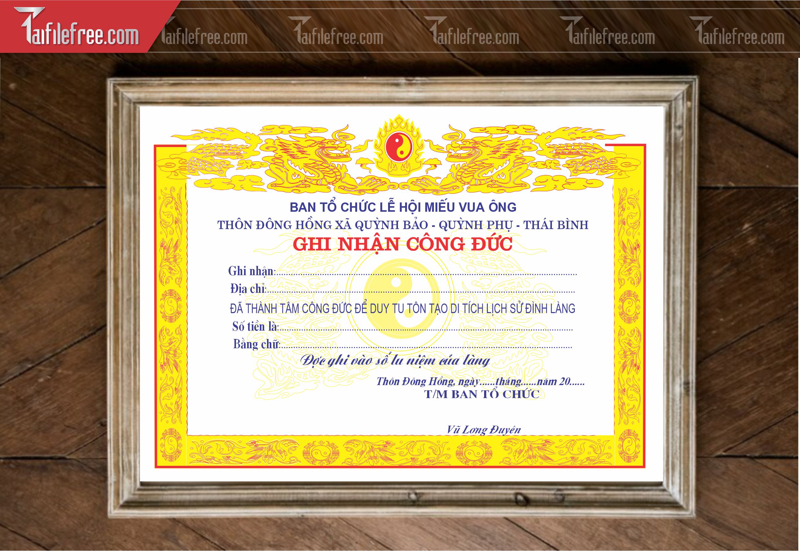 Giấy Ghi Nhận Công Đức_GK145